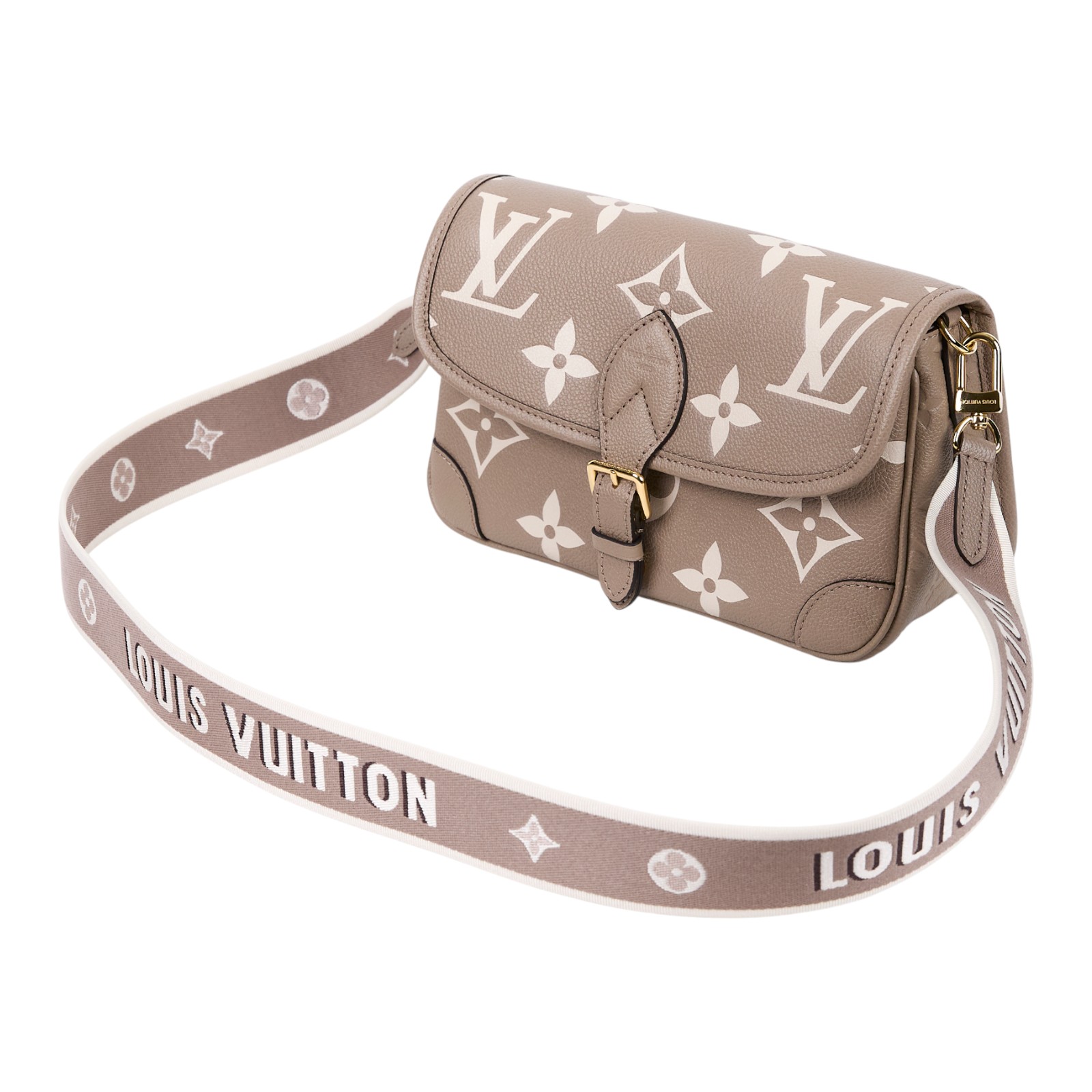 路易威登 LOUIS VUITTON Diane 腋下包法棍 單肩背包 斑鳩灰 奶油色 M46583 晶片款 斑鳩灰Diane肩背包 原廠盒子/防塵袋/背帶2
