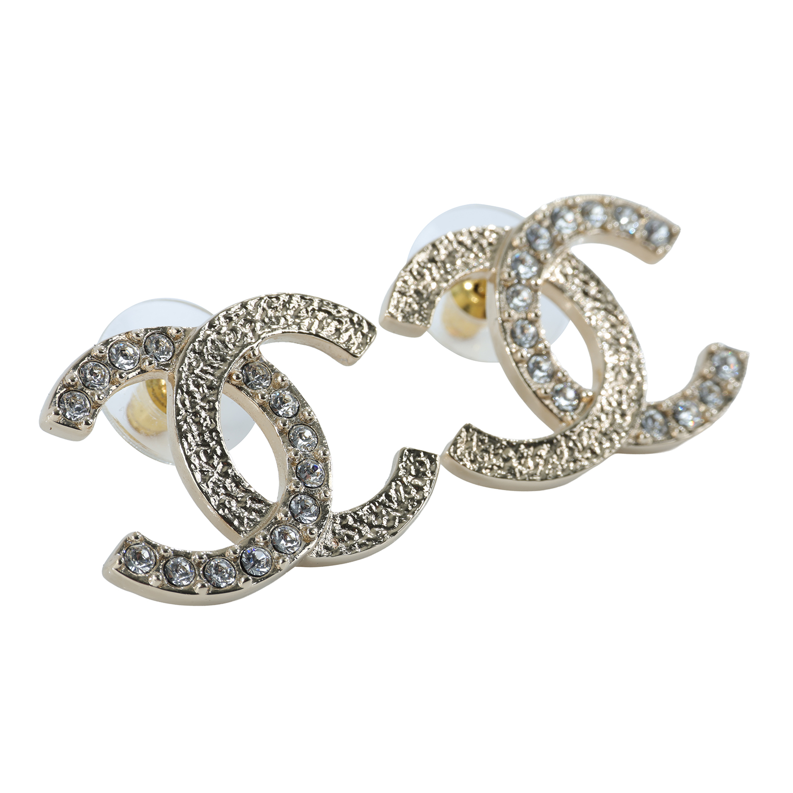 香奈兒 CHANEL CC LOGO 耳環 耳釘 ABA227ABA227/B23P 金色雙C水鑽耳環 原廠盒子/內襯/購買證明影本