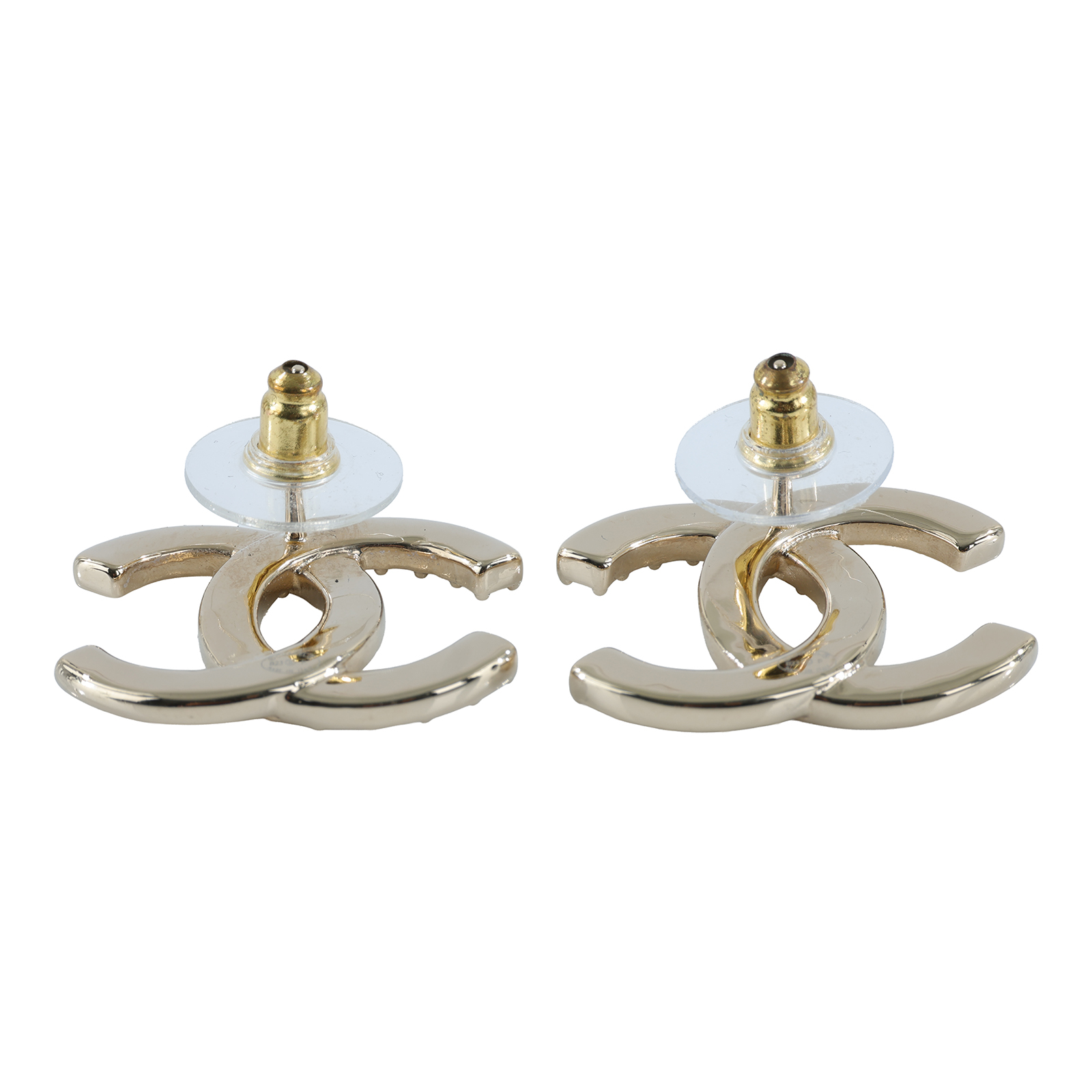 香奈兒 CHANEL CC LOGO 耳環 耳釘 ABA227ABA227/B23P 金色雙C水鑽耳環 原廠盒子/內襯/購買證明影本