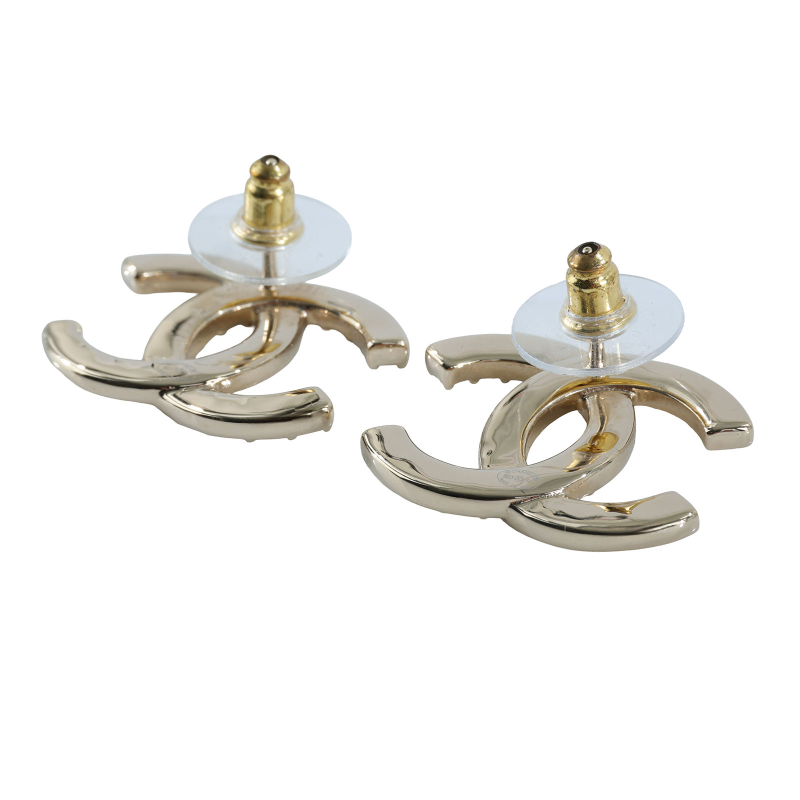 香奈兒 CHANEL CC LOGO 耳環 耳釘 ABA227ABA227/B23P 金色雙C水鑽耳環 原廠盒子/內襯/購買證明影本