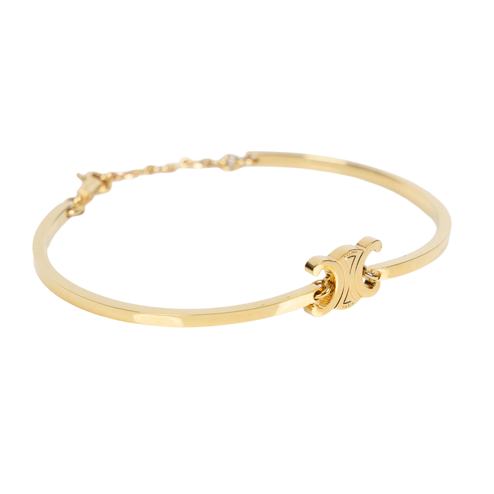  思琳 CELINE Triomphe 鉸接式 手鐲 金色黃銅 46Z676BRA.35OR 金色凱旋手環 原廠盒子/防塵袋