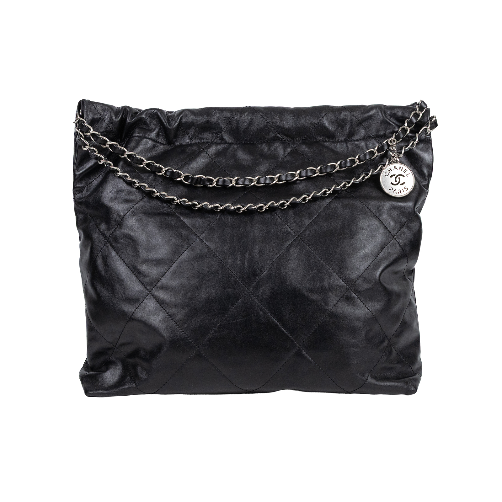 香奈兒 CHANEL 22 中型 束口包 AS3261 B08872 晶片款 黑銀22BAG 中號 防塵袋/內袋/購買證明