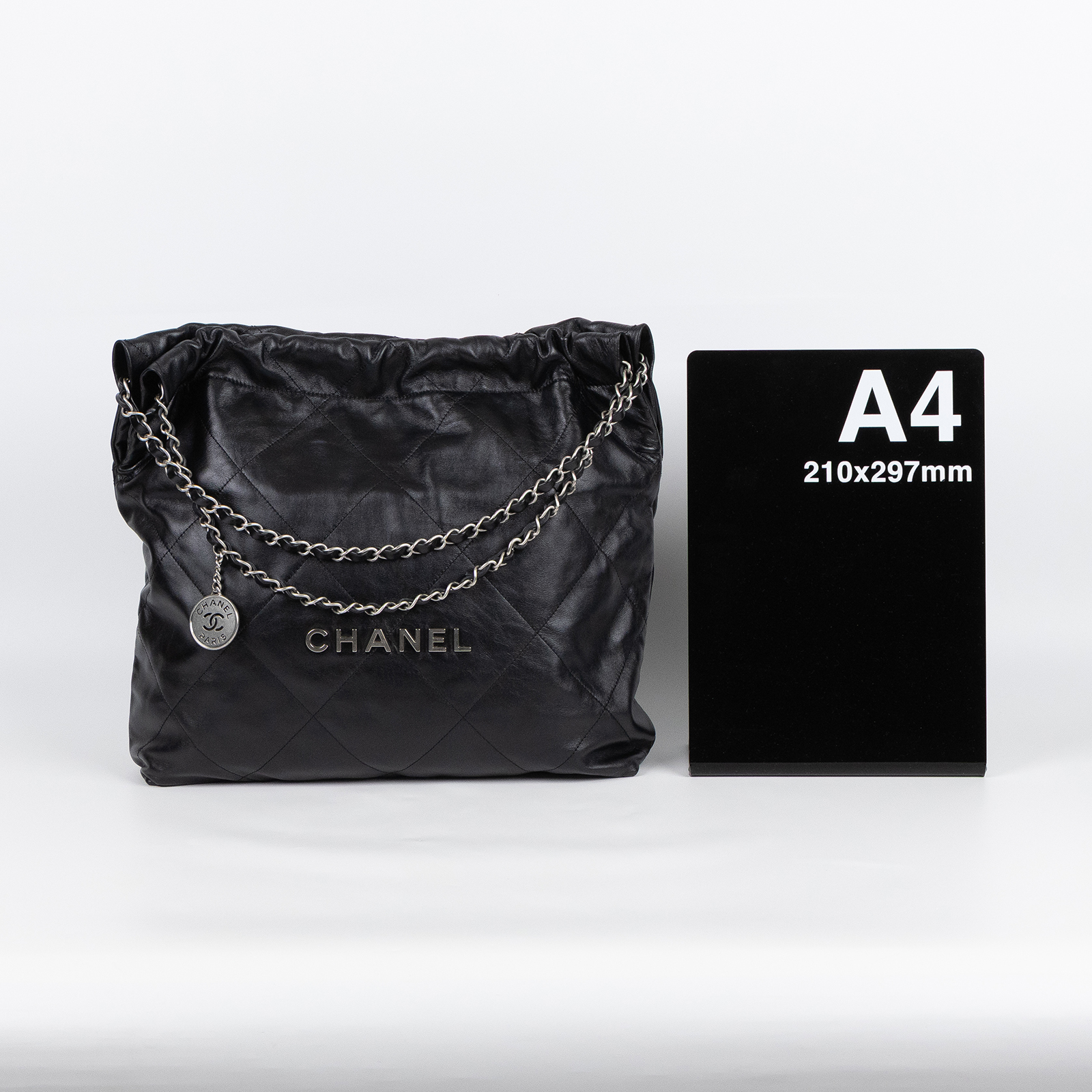 香奈兒 CHANEL 22 中型 束口包 AS3261 B08872 晶片款 黑銀22BAG 中號 防塵袋/內袋/購買證明