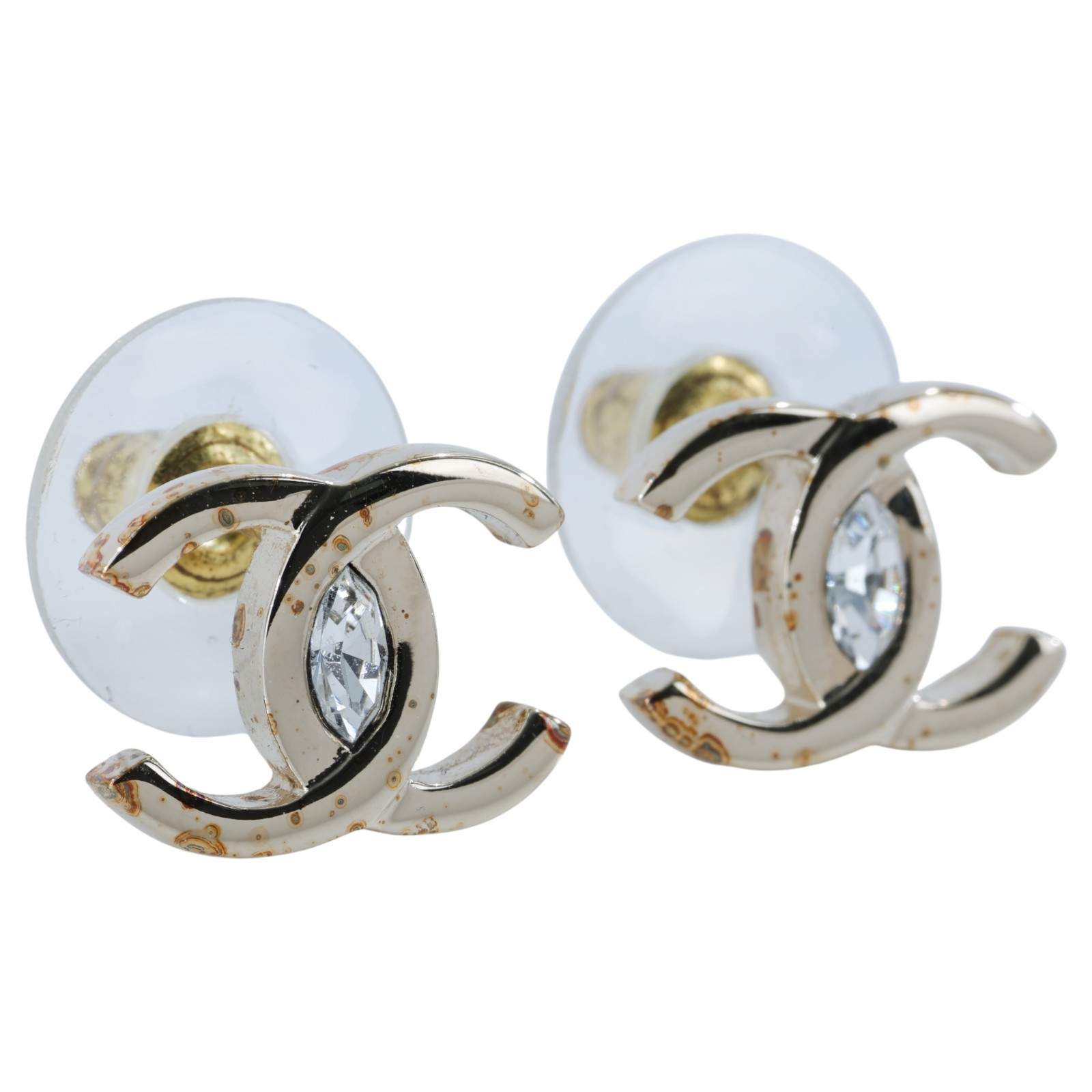 香奈兒 CHANEL CC LOGO 水鑽 耳環 耳釘 A23S 金色雙C水鑽耳環 原廠盒子/內襯