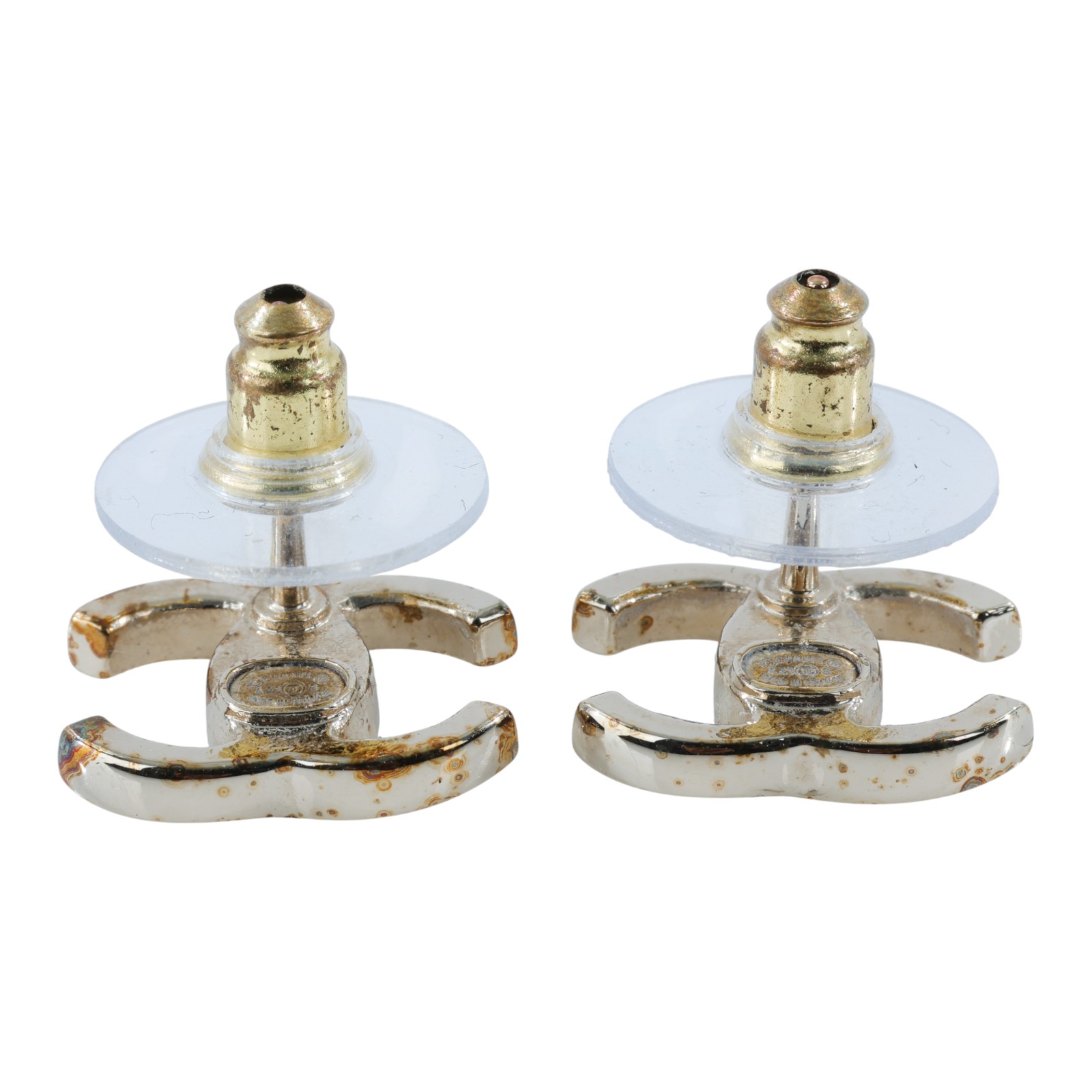 香奈兒 CHANEL CC LOGO 水鑽 耳環 耳釘 A23S 金色雙C水鑽耳環 原廠盒子/內襯