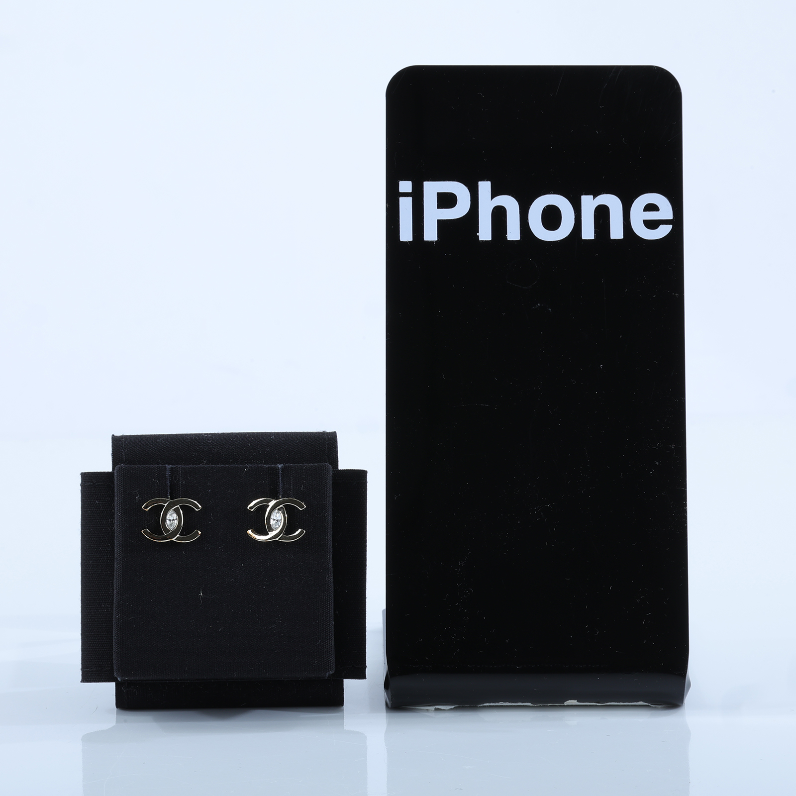 香奈兒 CHANEL CC LOGO 水鑽 耳環 耳釘 A23S 金色雙C水鑽耳環 原廠盒子/內襯