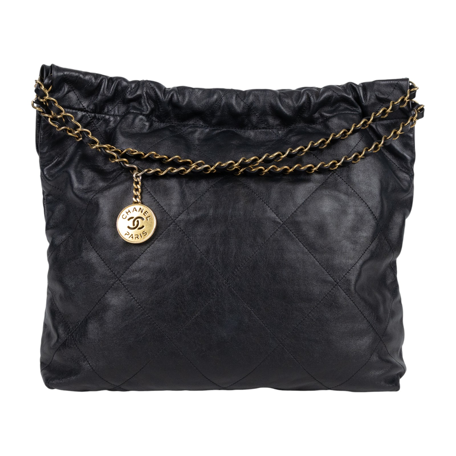 香奈兒 CHANEL 22 中型 束口包 AS3261 晶片款 黑金22包中號 內袋