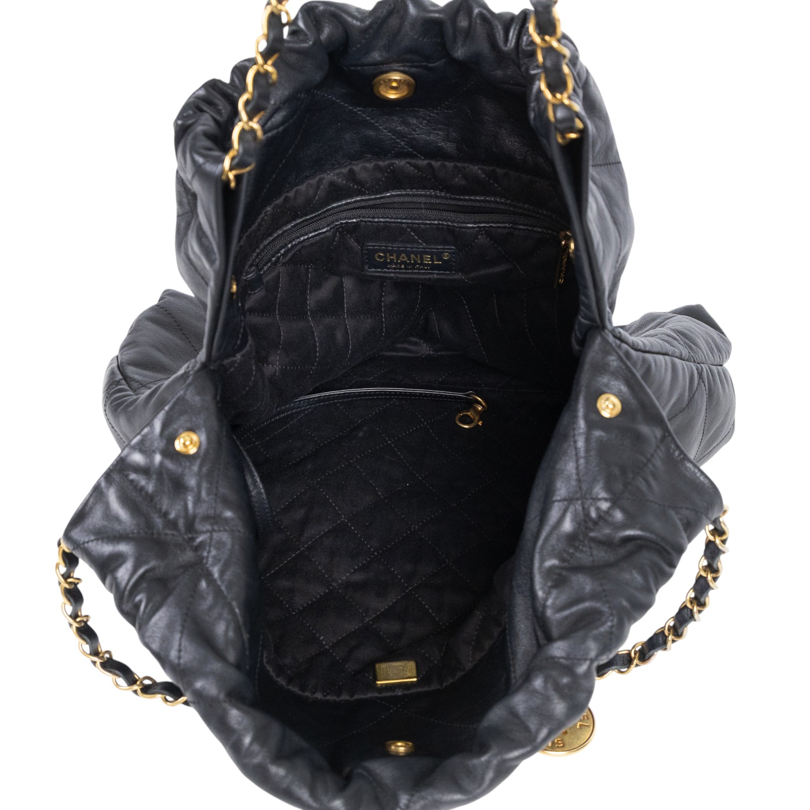 香奈兒 CHANEL 22 中型 束口包 AS3261 晶片款 黑金22包中號 內袋