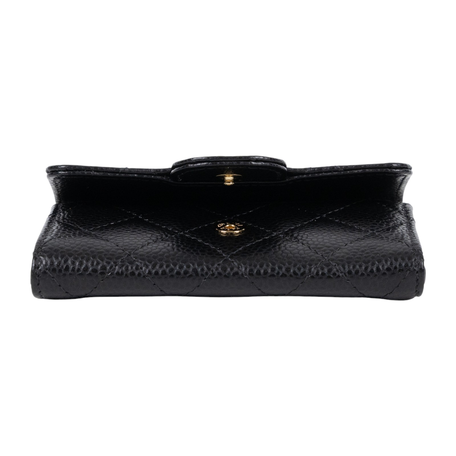 香奈兒 CHANEL 經典口蓋卡片夾 AP0214 晶片款 黑金荔枝牛單層卡包 原廠盒子/防塵袋