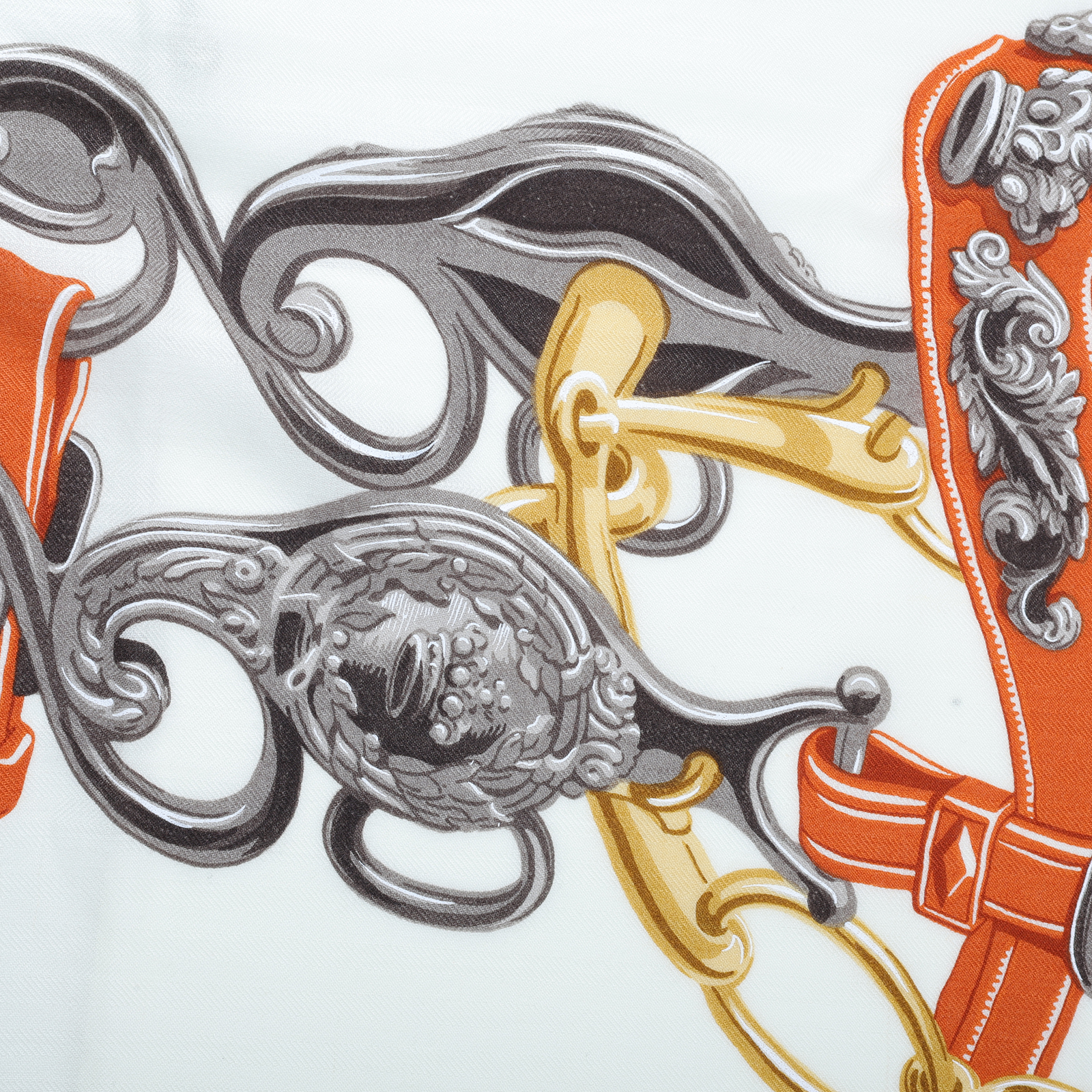 愛馬仕 Hermes Twilly 圍巾 140   橘白底馬鞍喀什米爾圍巾140140 原廠盒子