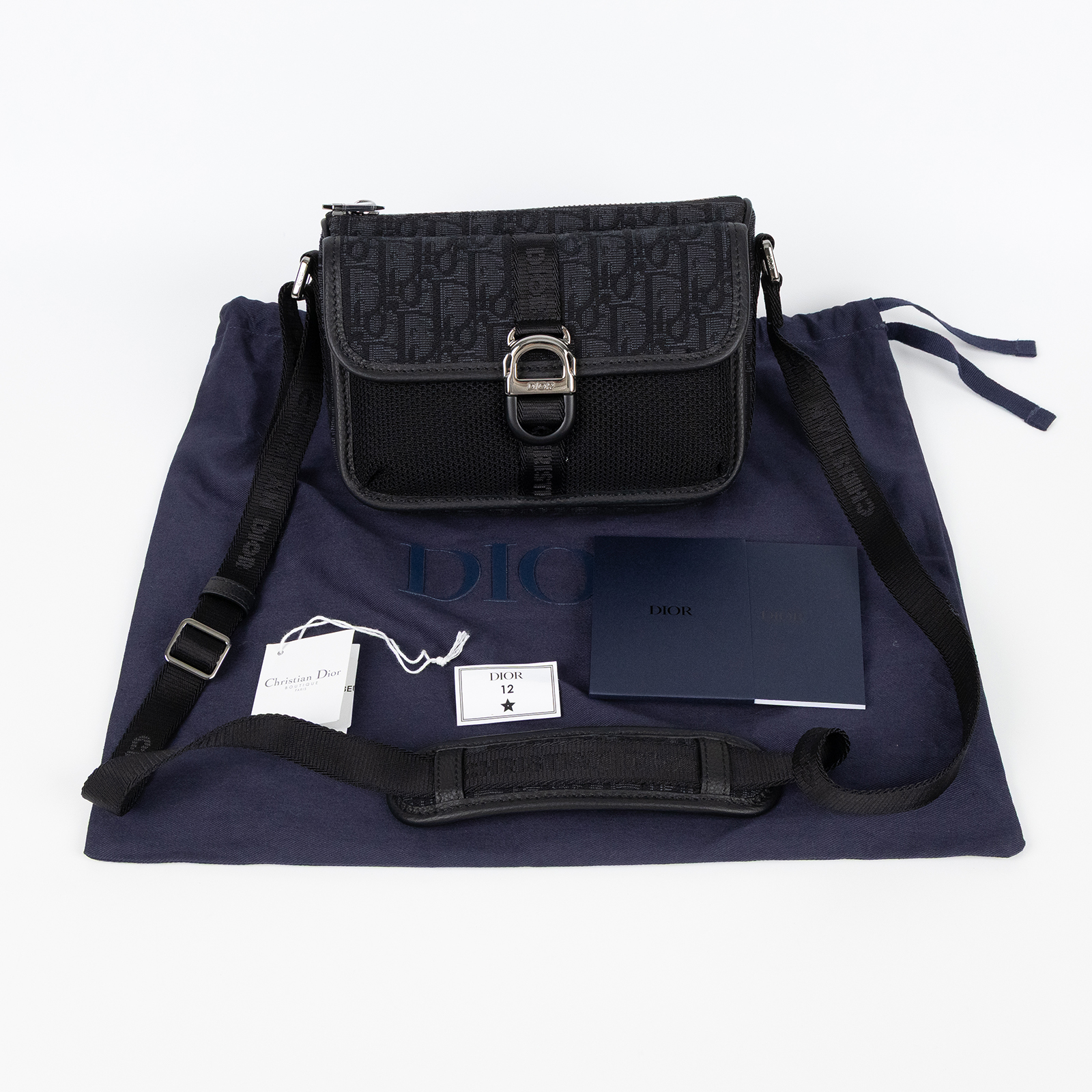 迪奧 CHRISTIAN DIOR Dior 8 Mini Bag 1EIPO312YKY 黑緹花DIOR8郵差包 防塵袋/保證卡