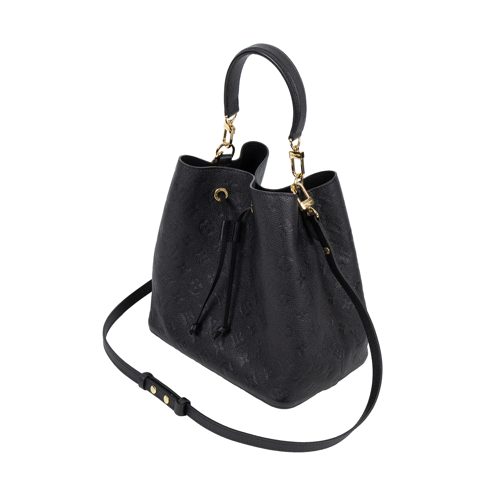 路易威登 LOUIS VUITTON NéoNoé MM 黑色 粒面壓花牛皮 束口水桶包 M45256 晶片款  原廠盒子/防塵袋/背帶2/購買證明