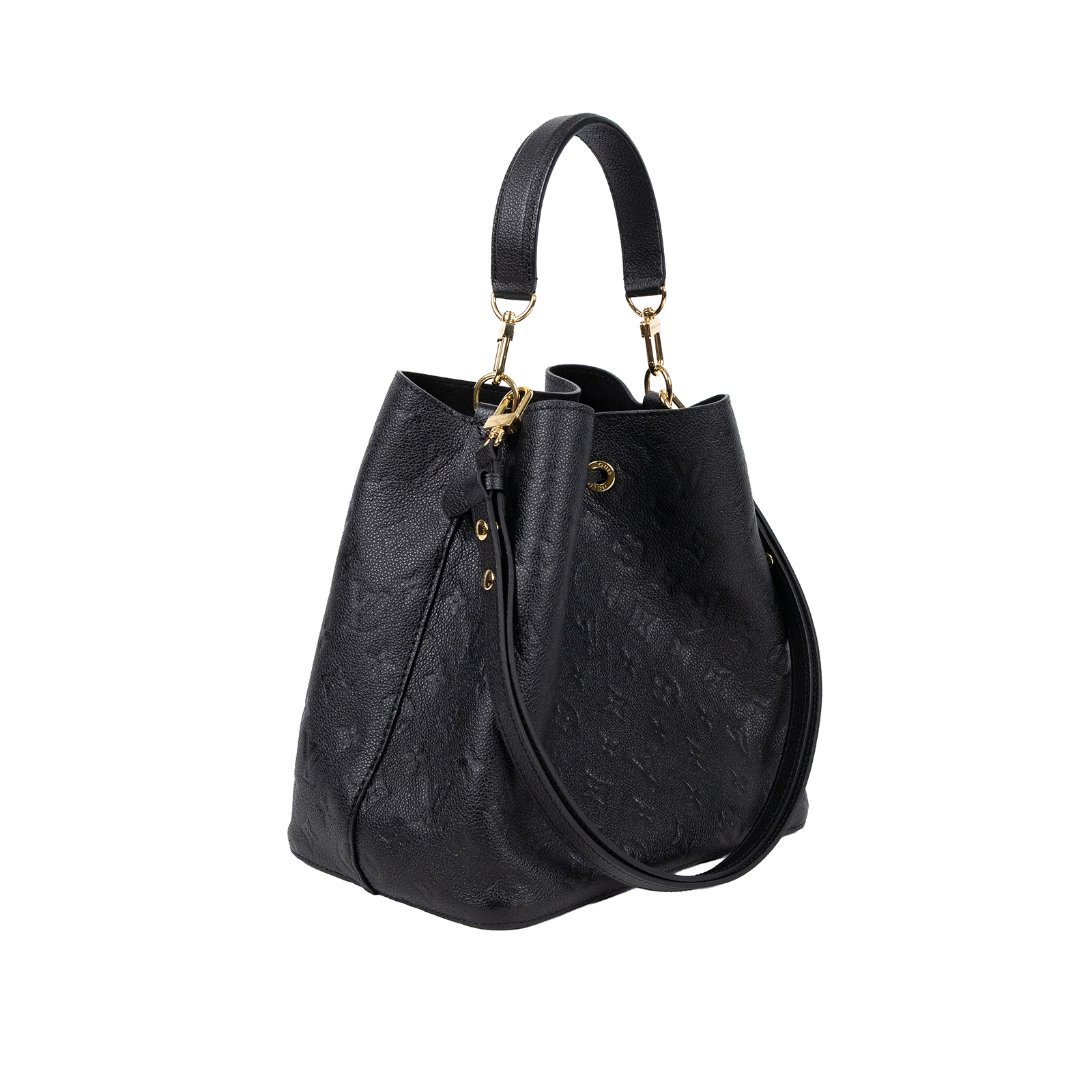 路易威登 LOUIS VUITTON NéoNoé MM 黑色 粒面壓花牛皮 束口水桶包 M45256 晶片款  原廠盒子/防塵袋/背帶2/購買證明