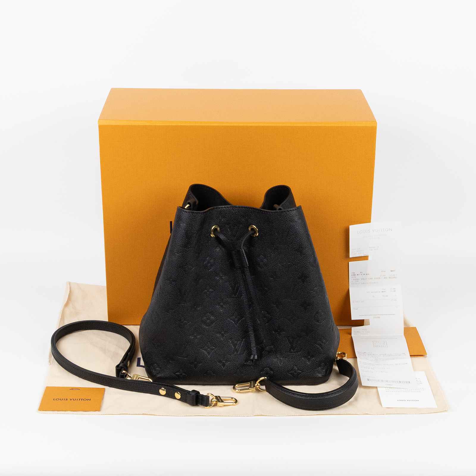 路易威登 LOUIS VUITTON NéoNoé MM 黑色 粒面壓花牛皮 束口水桶包 M45256 晶片款  原廠盒子/防塵袋/背帶2/購買證明