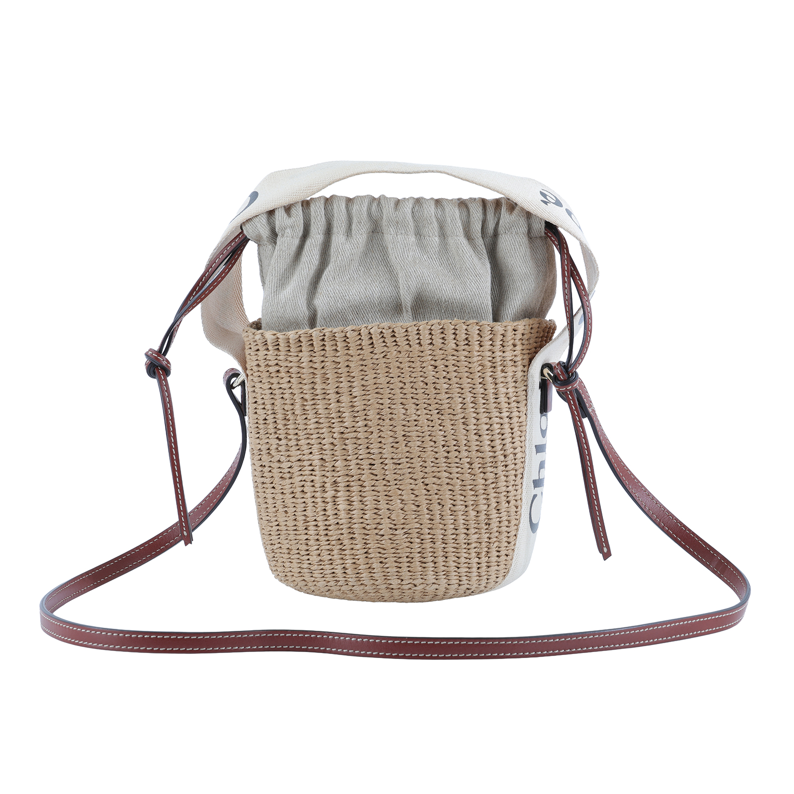 蔻依 CHLOE Woody Small 手提包 CH22SS381G55101 MIFUKO 草編水桶包 防塵袋/購買證明/保證卡