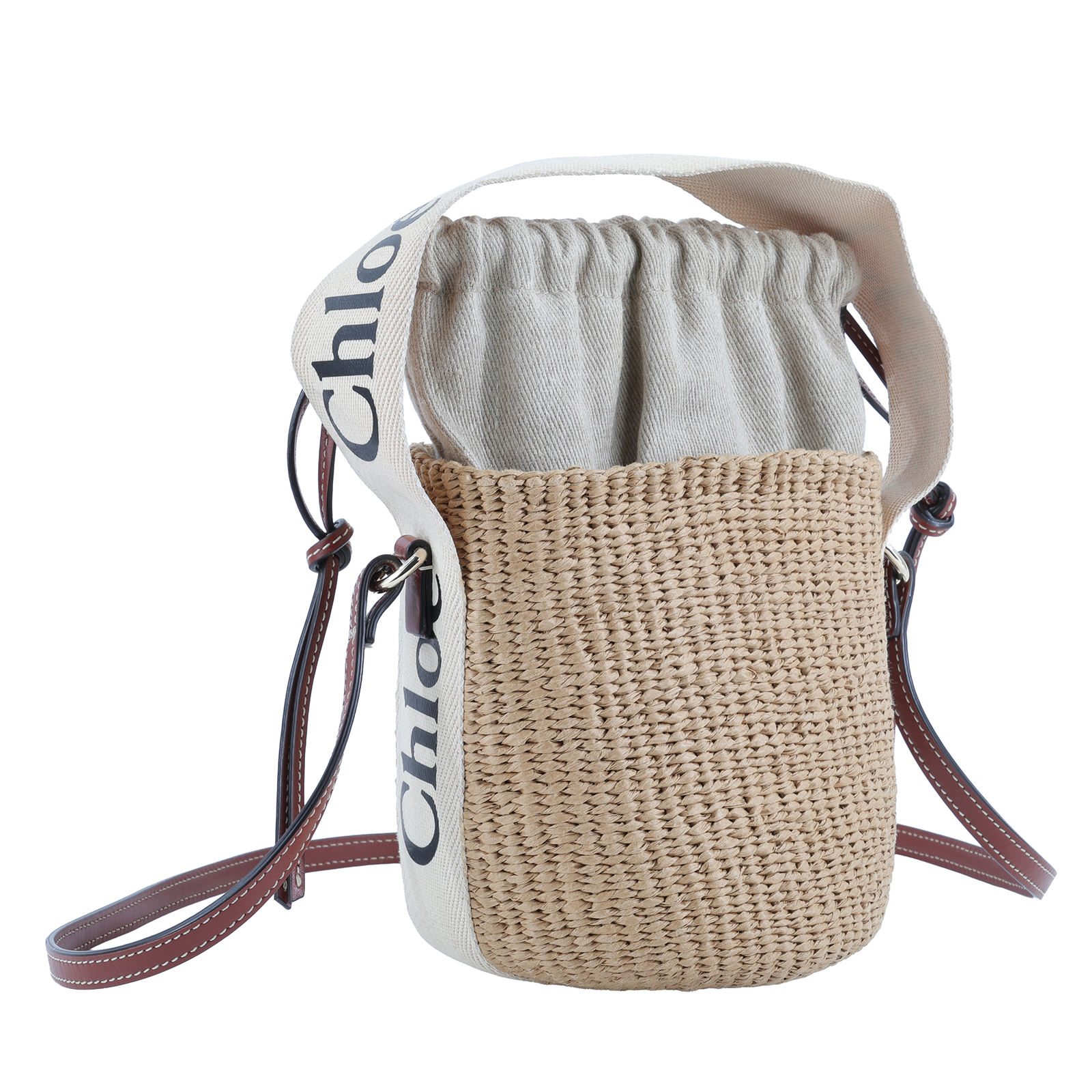 蔻依 CHLOE Woody Small 手提包 CH22SS381G55101 MIFUKO 草編水桶包 防塵袋/購買證明/保證卡