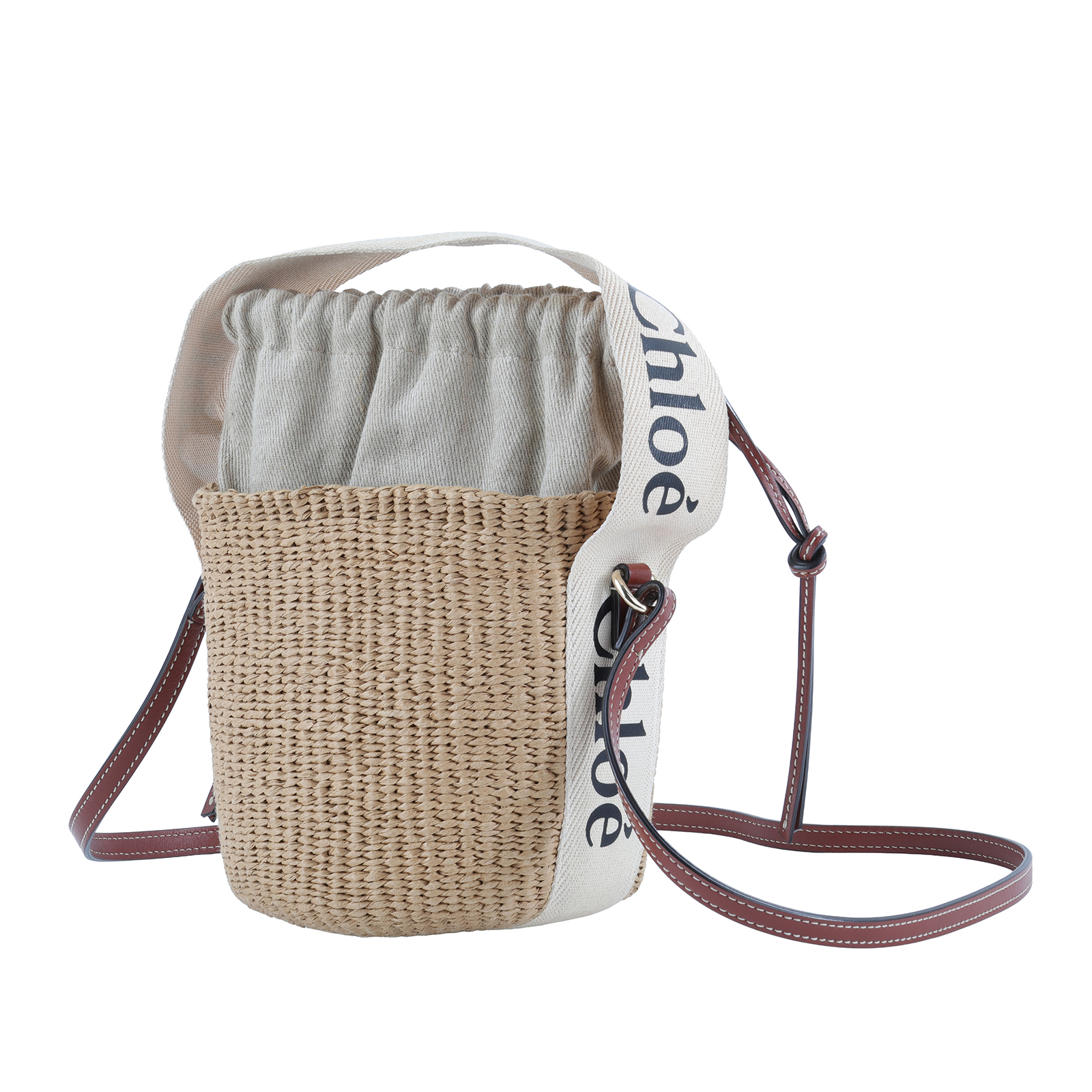 蔻依 CHLOE Woody Small 手提包 CH22SS381G55101 MIFUKO 草編水桶包 防塵袋/購買證明/保證卡