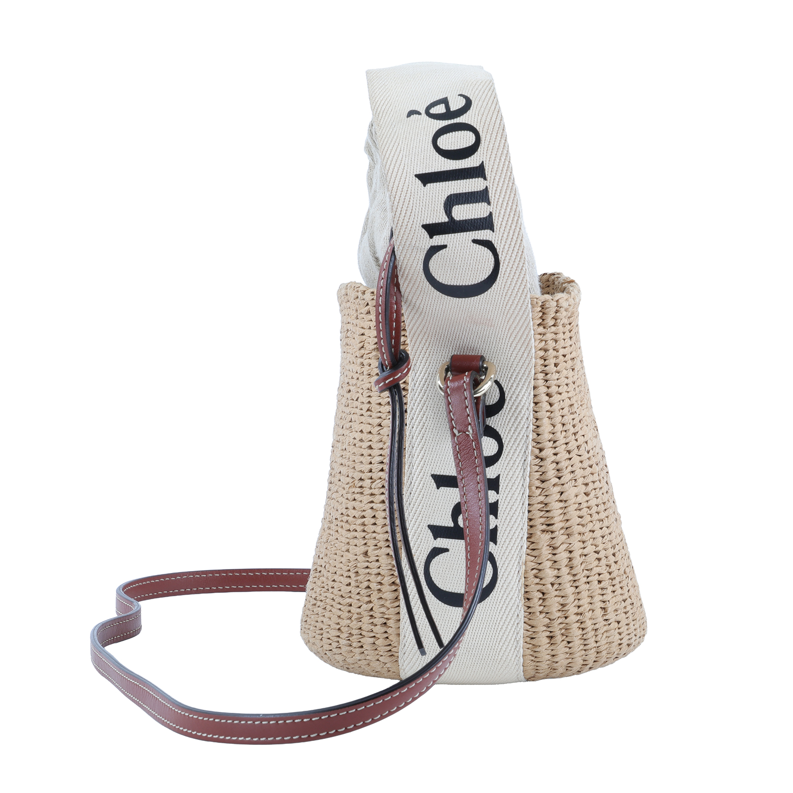 蔻依 CHLOE Woody Small 手提包 CH22SS381G55101 MIFUKO 草編水桶包 防塵袋/購買證明/保證卡