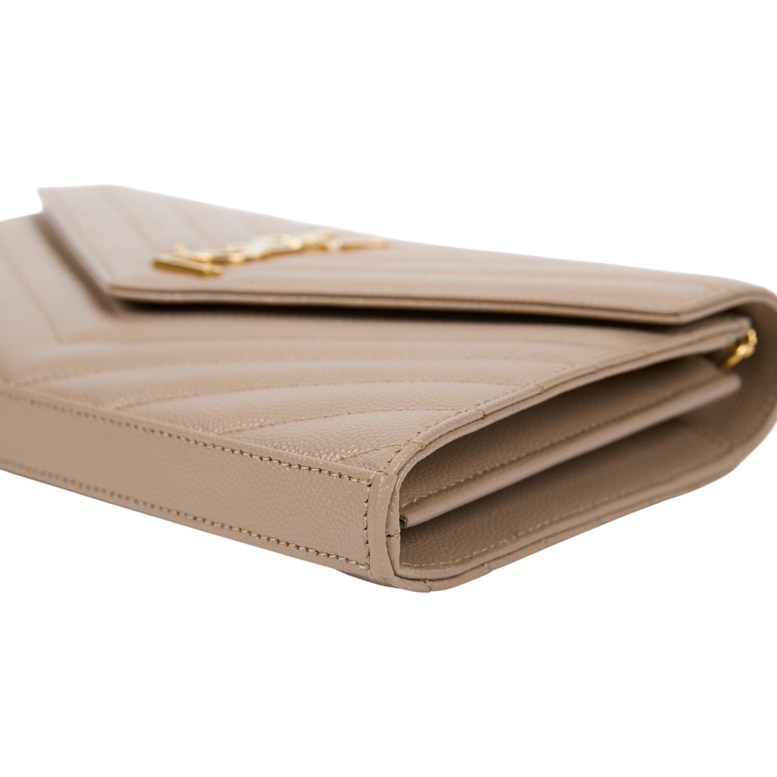 聖羅蘭 YSL SAINT LAURENT Cassandre 經典粒面皮革 鏈條 錢包 金色五金 377828BOW01  原廠盒子/防塵袋