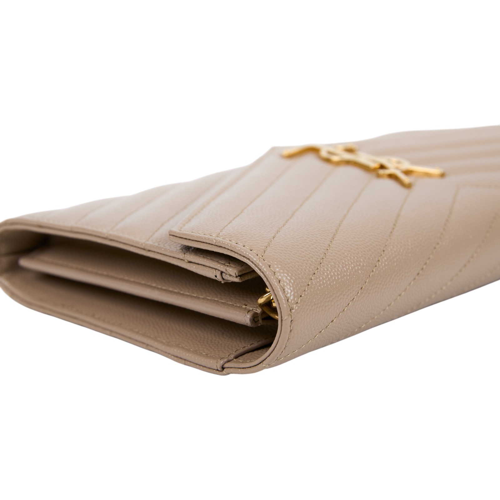 聖羅蘭 YSL SAINT LAURENT Cassandre 經典粒面皮革 鏈條 錢包 金色五金 377828BOW01  原廠盒子/防塵袋