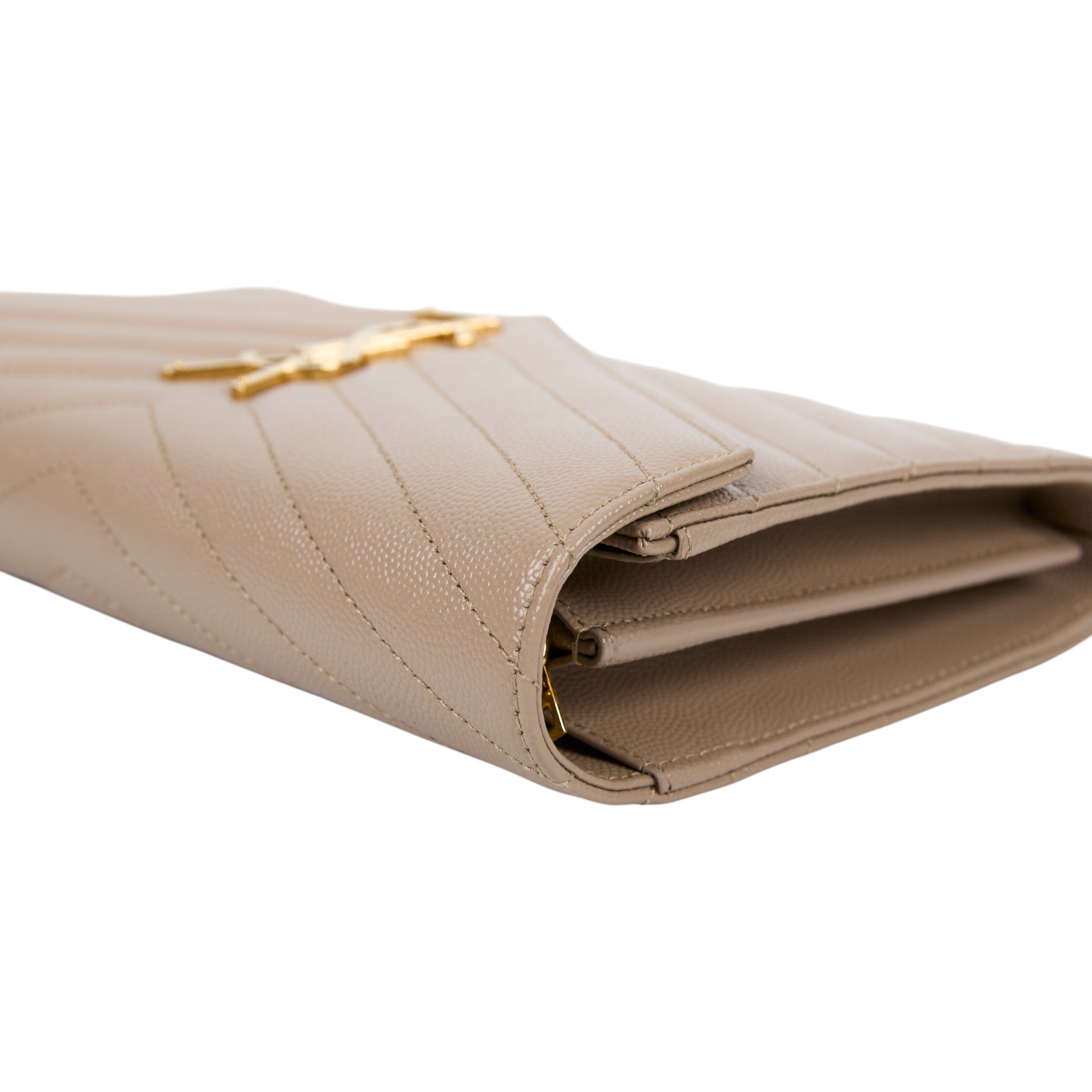 聖羅蘭 YSL SAINT LAURENT Cassandre 經典粒面皮革 鏈條 錢包 金色五金 377828BOW01  原廠盒子/防塵袋