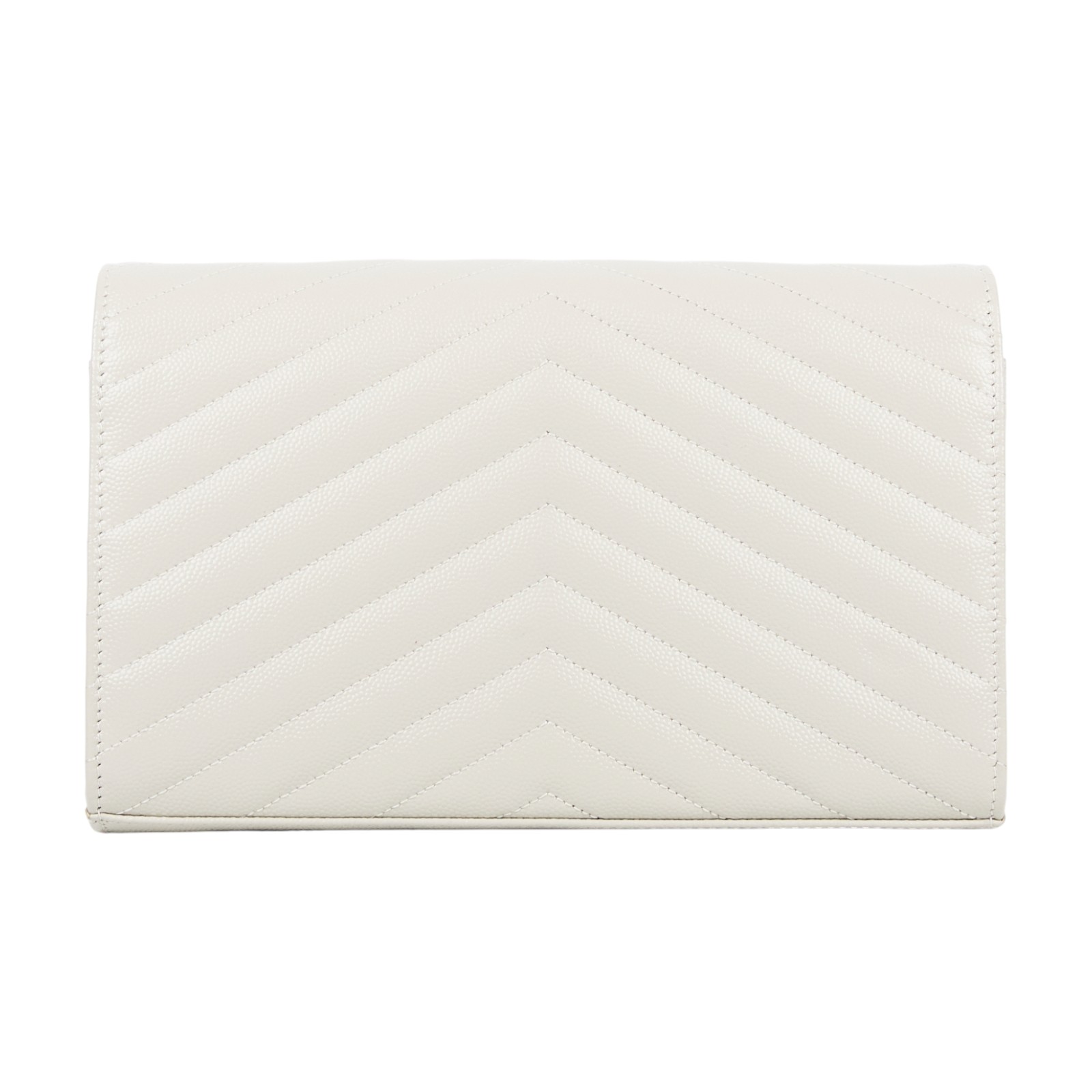 聖羅蘭 YSL SAINT LAURENT Cassandre 經典粒面皮革 鏈條 錢包 金色五金 377828BOW01 白金魚子醬WOC 原廠盒子/防塵袋