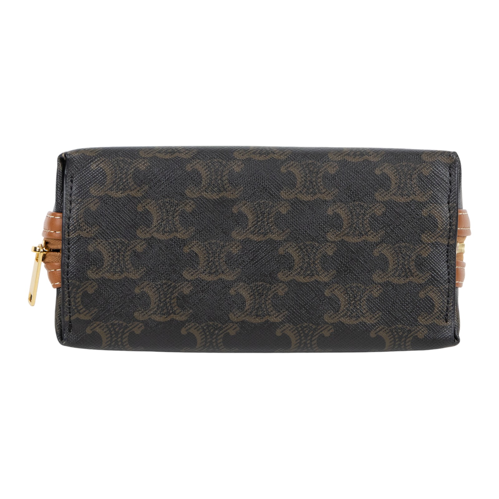 思琳 CELINE 標誌印花飾鍊 手提包 10E382CBX 原花TRIOMPHE黃褐色貝殼包 原廠盒子/防塵袋