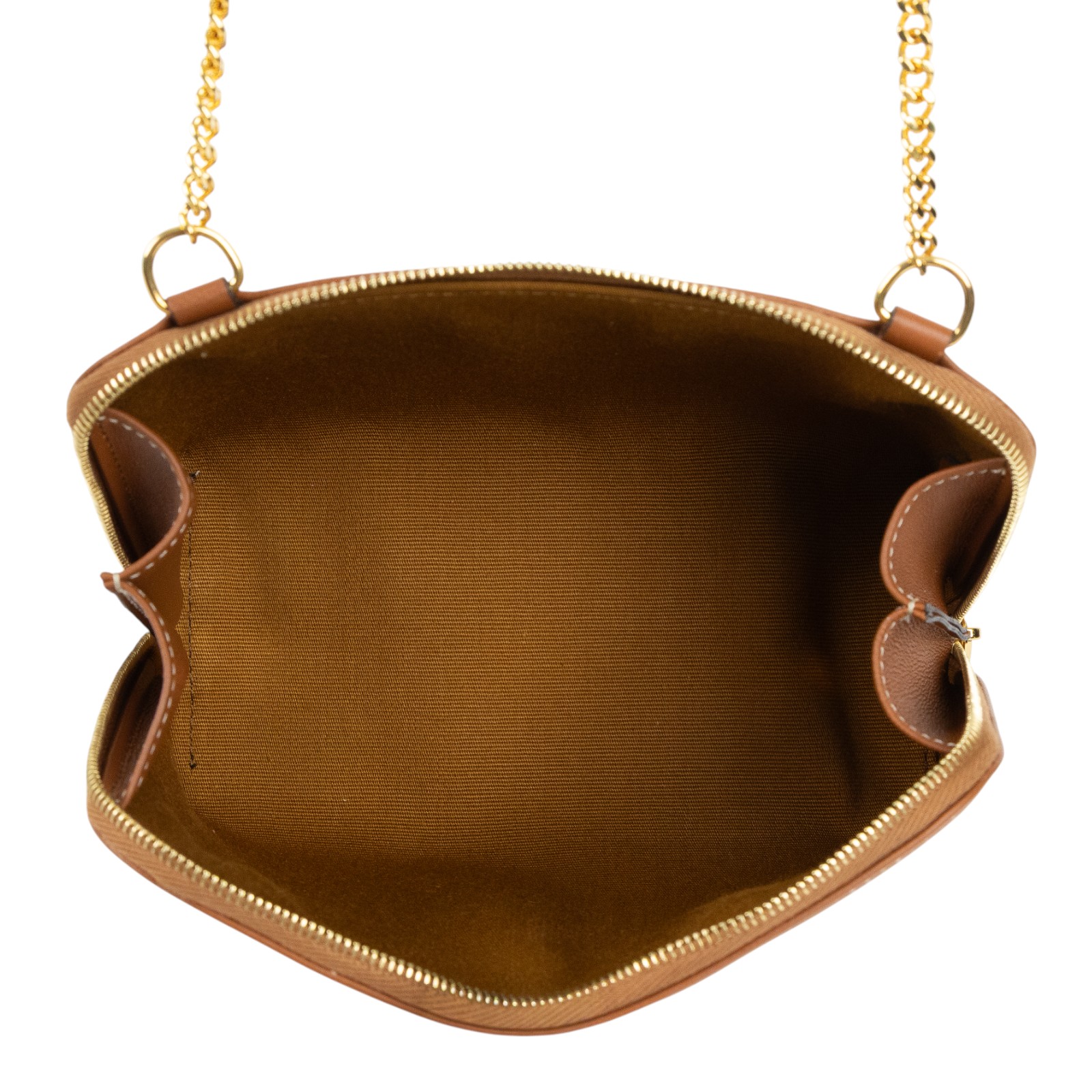 思琳 CELINE 標誌印花飾鍊 手提包 10E382CBX 原花TRIOMPHE黃褐色貝殼包 原廠盒子/防塵袋