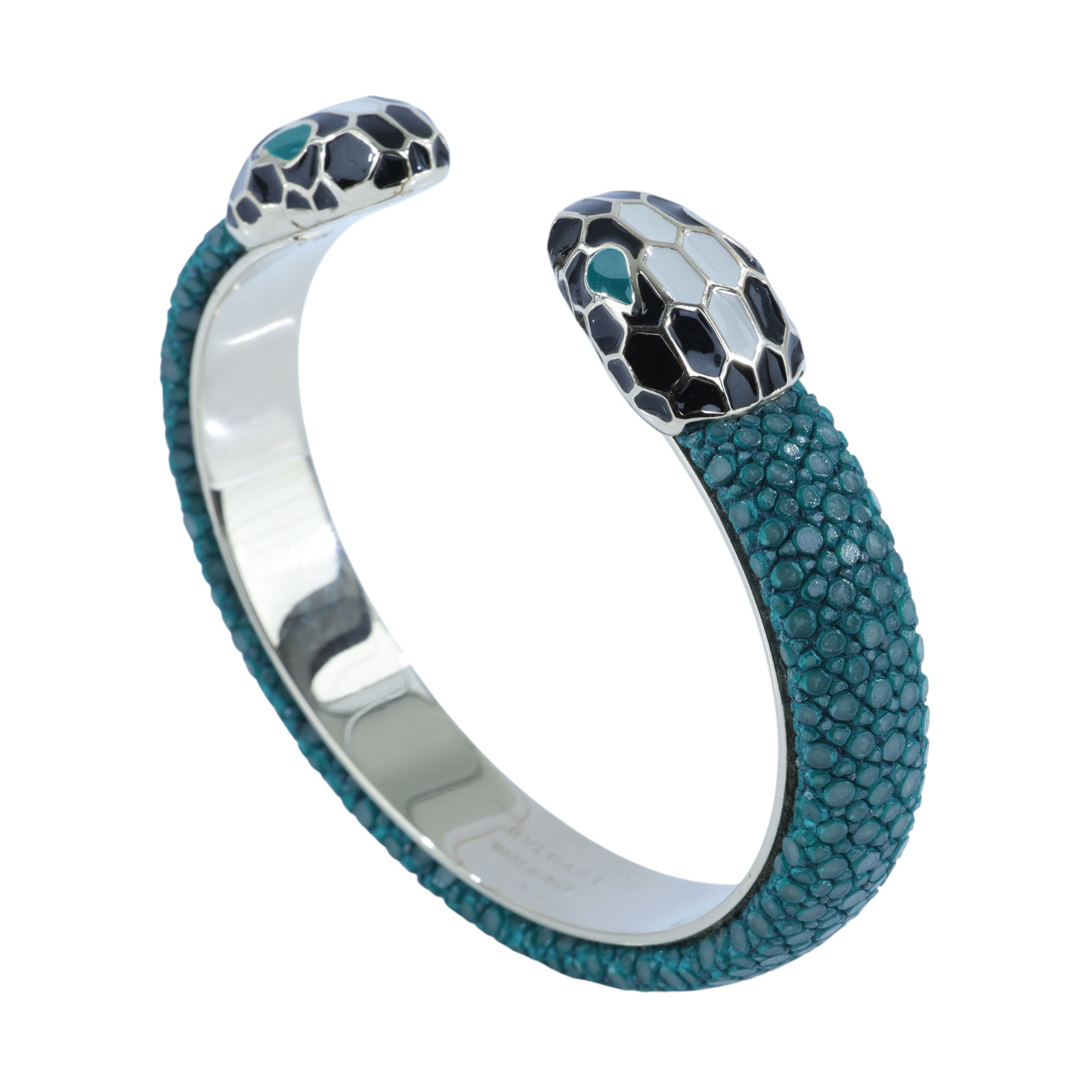 寶格麗 BVLGARI Serpenti Forever 皮革 手鍊 37065_M Serpenti Forever綠皮革手镯 原廠盒子/防塵袋/保證卡