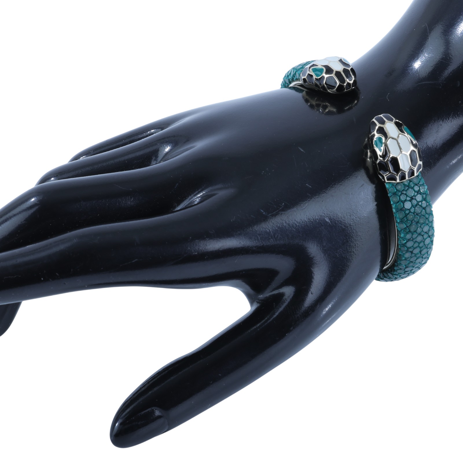 寶格麗 BVLGARI Serpenti Forever 皮革 手鍊 37065_M Serpenti Forever綠皮革手镯 原廠盒子/防塵袋/保證卡