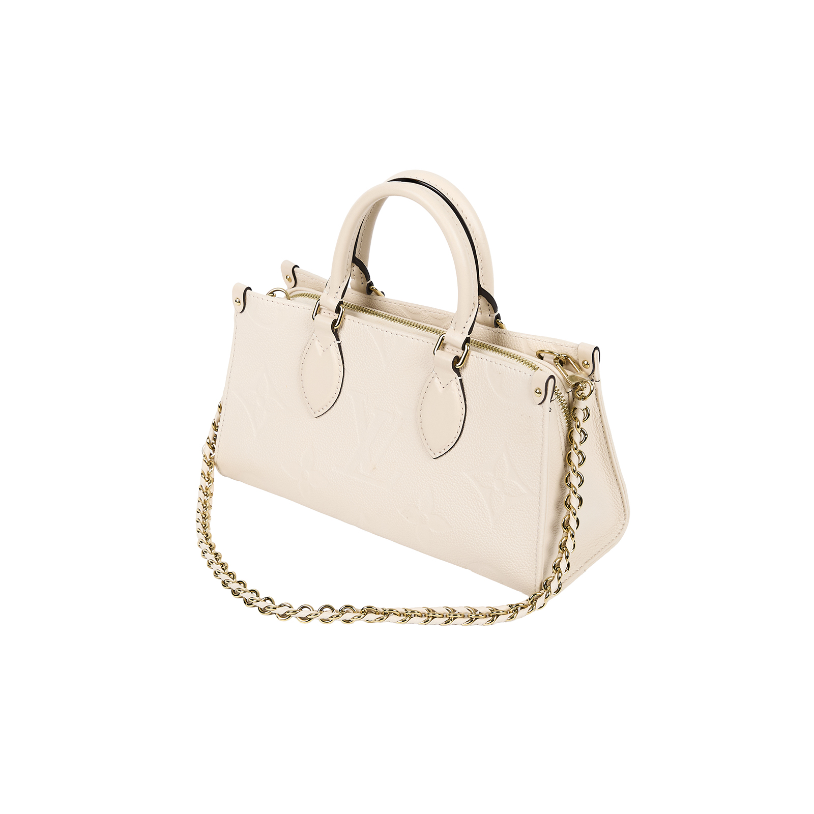 路易威登 LOUIS VUITTON OnTheGo East West 奶油色 壓花粒面牛皮 手提 斜背包 M23698 晶片款  防塵袋/背帶2