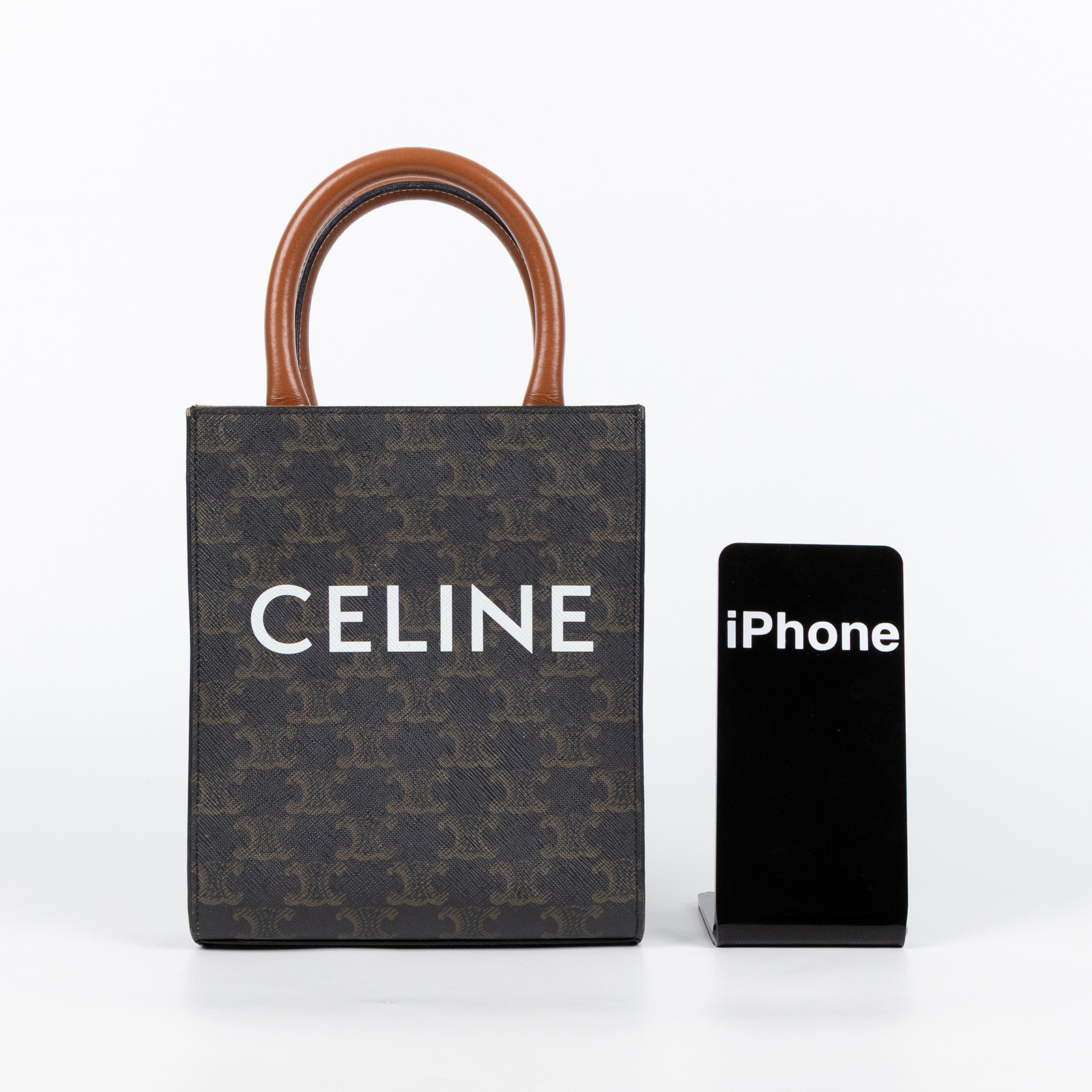 思琳 CELINE Triomphe帆布 迷你 直式 Cabas 肩背 手提包 194372BZK 原花TRIOMPHE琴譜包 背帶