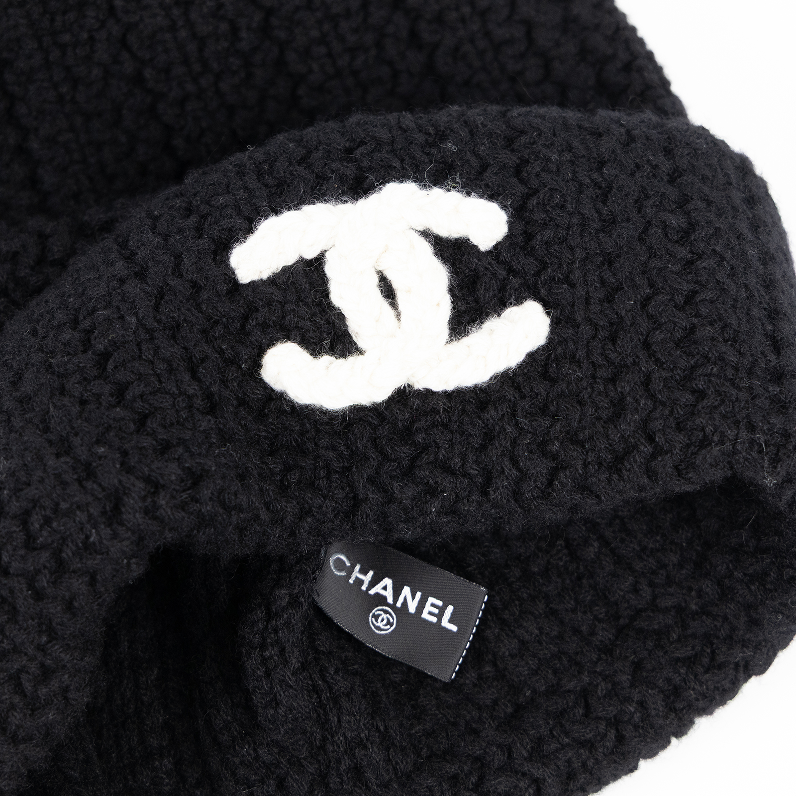 香奈兒 CHANEL CC LOGO 針織 毛帽 帽子 AAA398 黑雙C毛帽 無附屬品