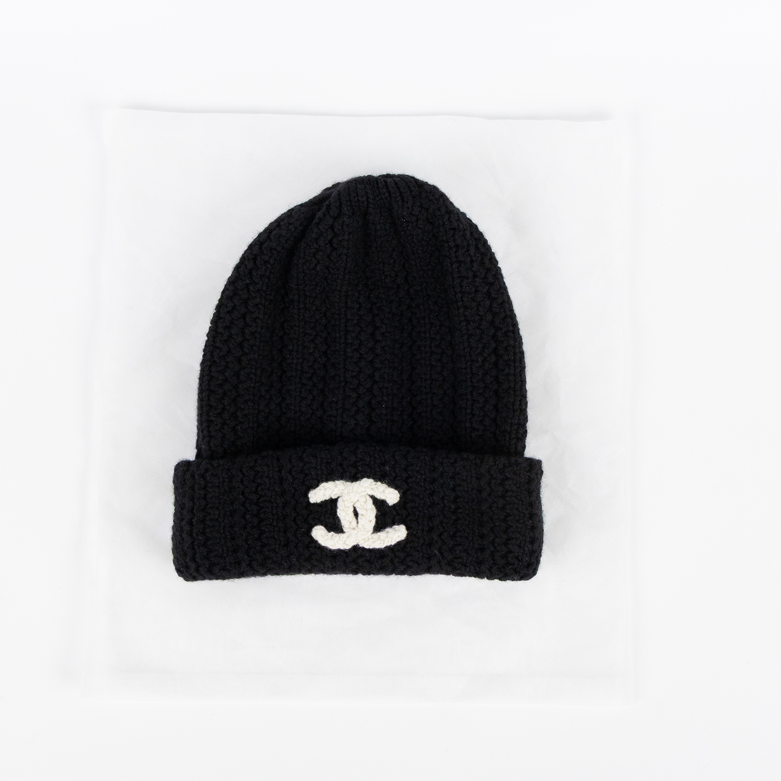 香奈兒 CHANEL CC LOGO 針織 毛帽 帽子 AAA398 黑雙C毛帽 無附屬品