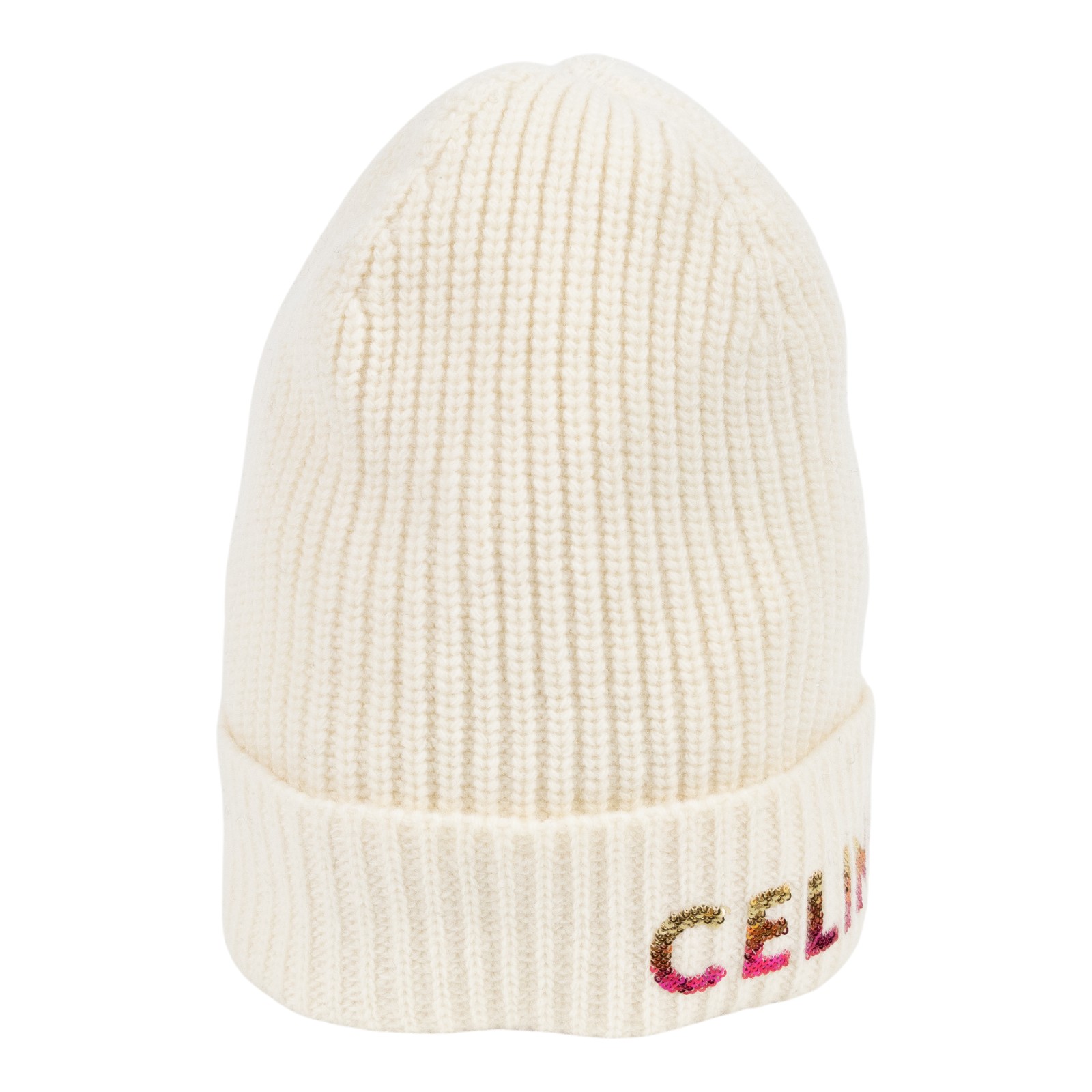 思琳 CELINE 針織帽 2A07Z666Q 白色亮片毛帽 #TU 無附屬品