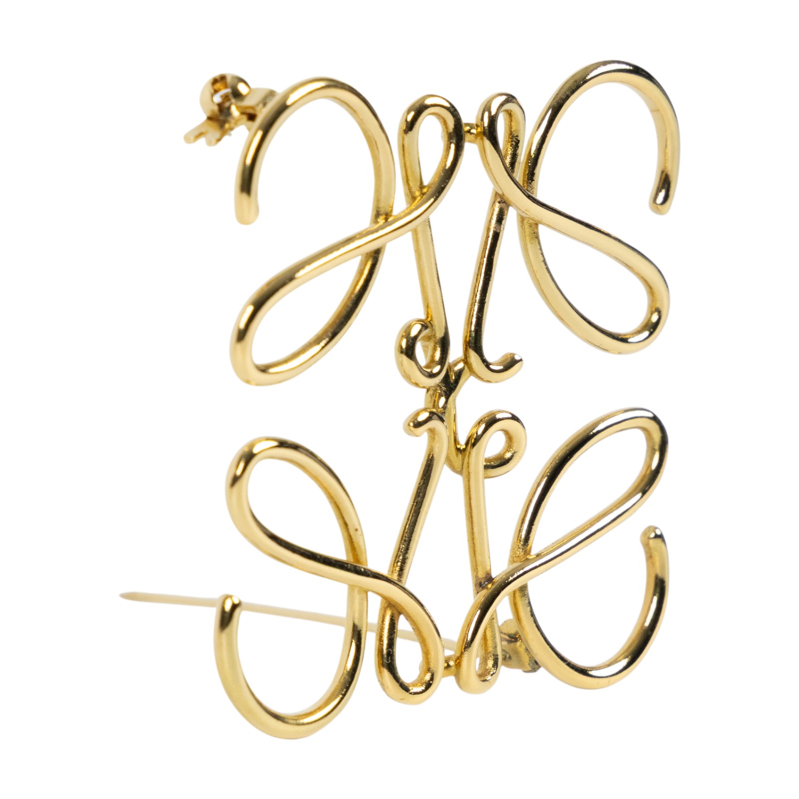 羅意威 LOEWE Anagram 別針 111.27.027 金色LOGO胸針 防塵袋