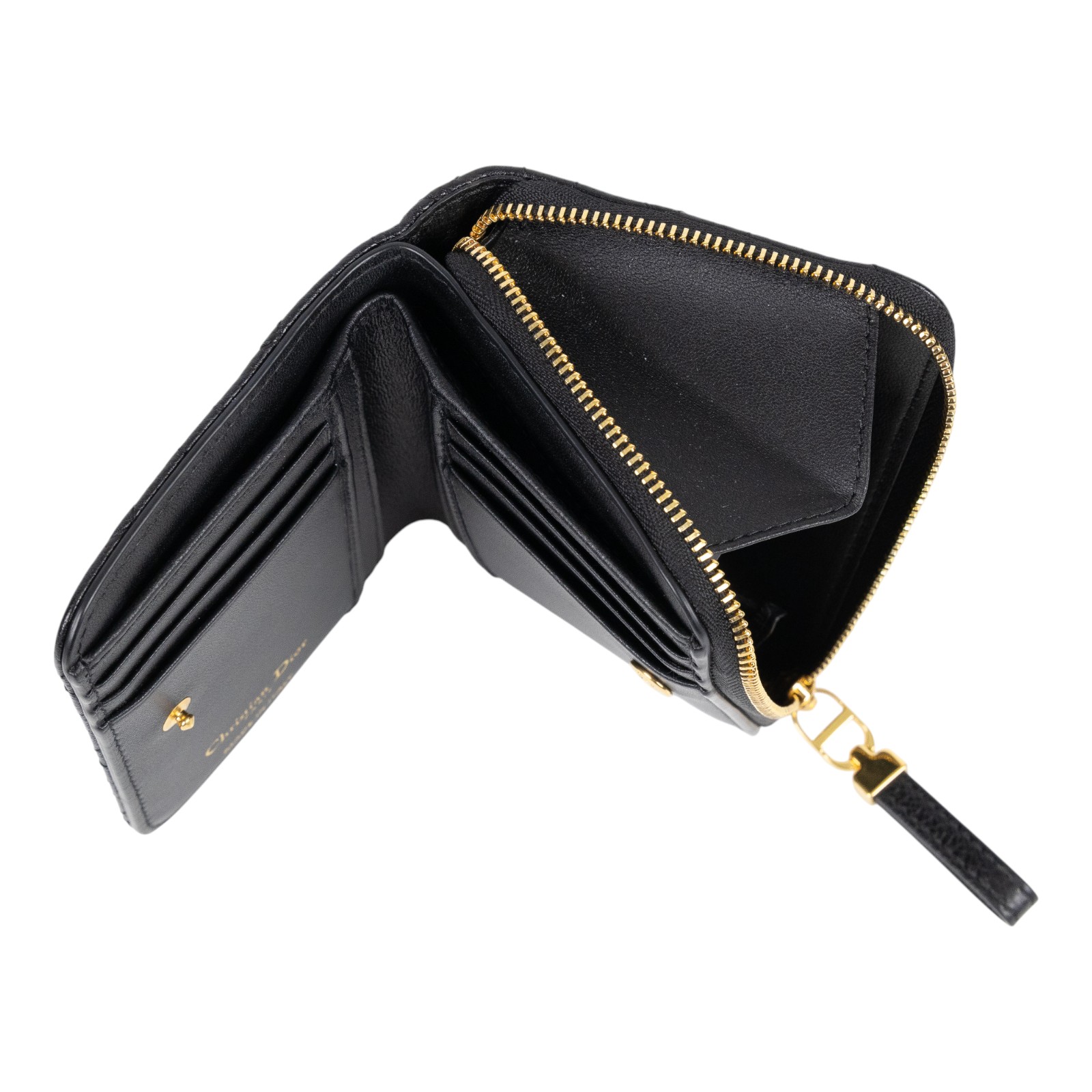 迪奧 CHRISTIAN DIOR Caro Scarlet 錢包 短夾 S5032UWHC 黑金Caro Scarlet 錢包 原廠盒子/防塵袋/購買證明