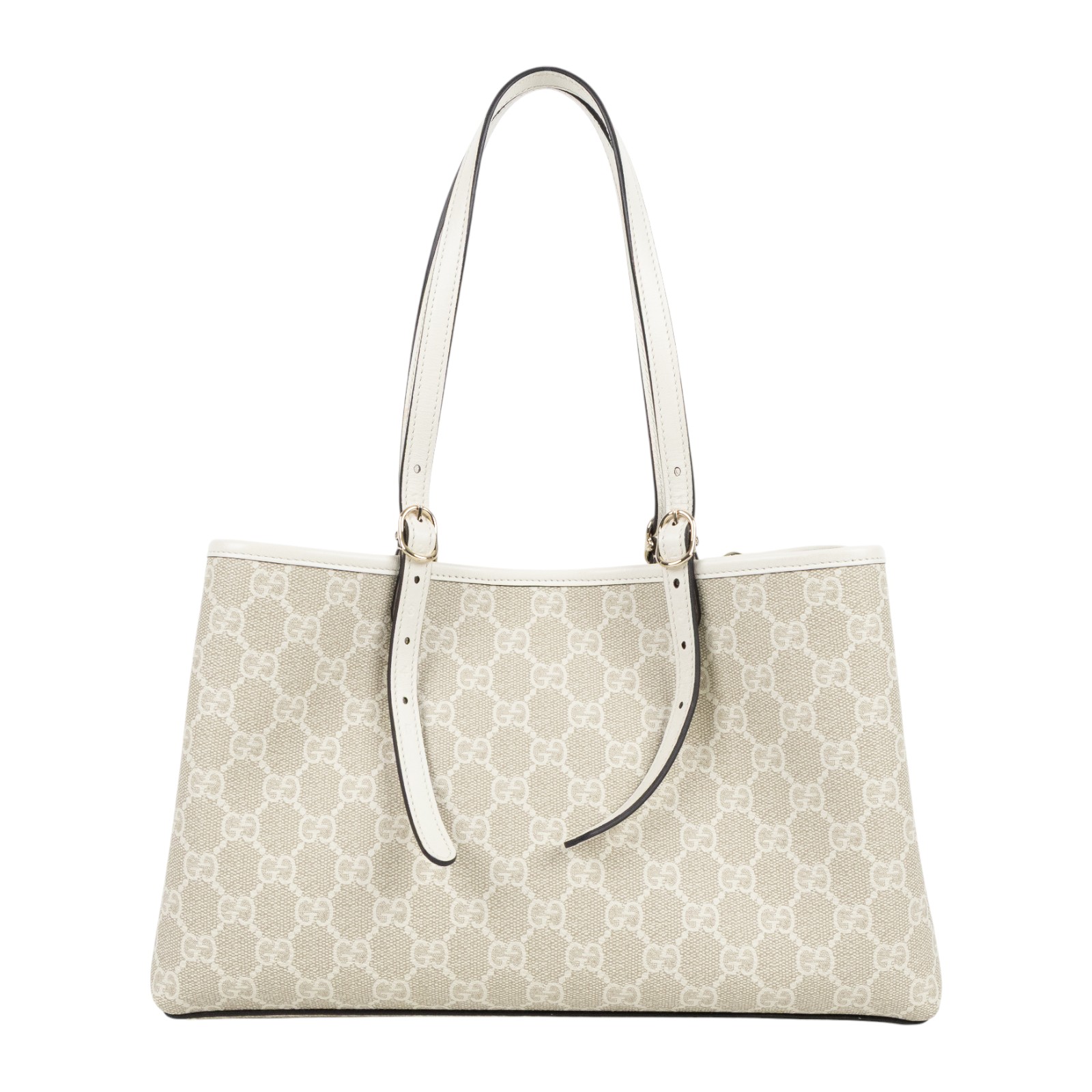 古馳 GUCCI GG Emblem 中型 托特包 815214 FAD6L 白GG Emblem系列托特包 中號 原廠盒子/防塵袋/背帶/購買證明