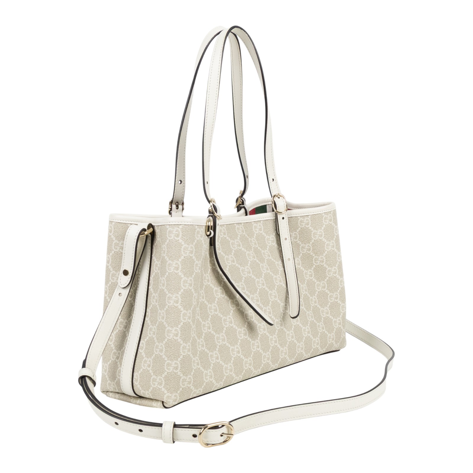 古馳 GUCCI GG Emblem 中型 托特包 815214 FAD6L 白GG Emblem系列托特包 中號 原廠盒子/防塵袋/背帶/購買證明