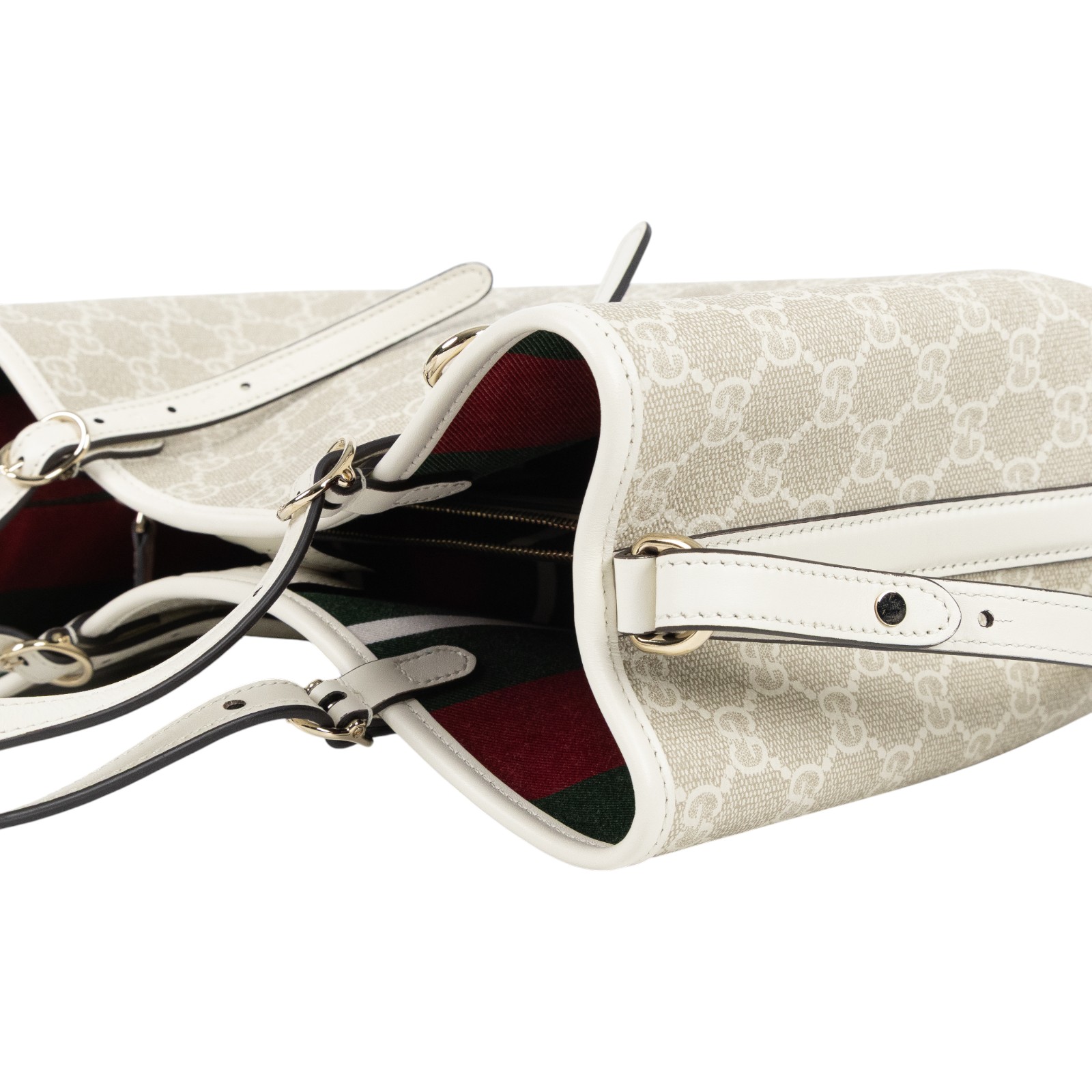 古馳 GUCCI GG Emblem 中型 托特包 815214 FAD6L 白GG Emblem系列托特包 中號 原廠盒子/防塵袋/背帶/購買證明