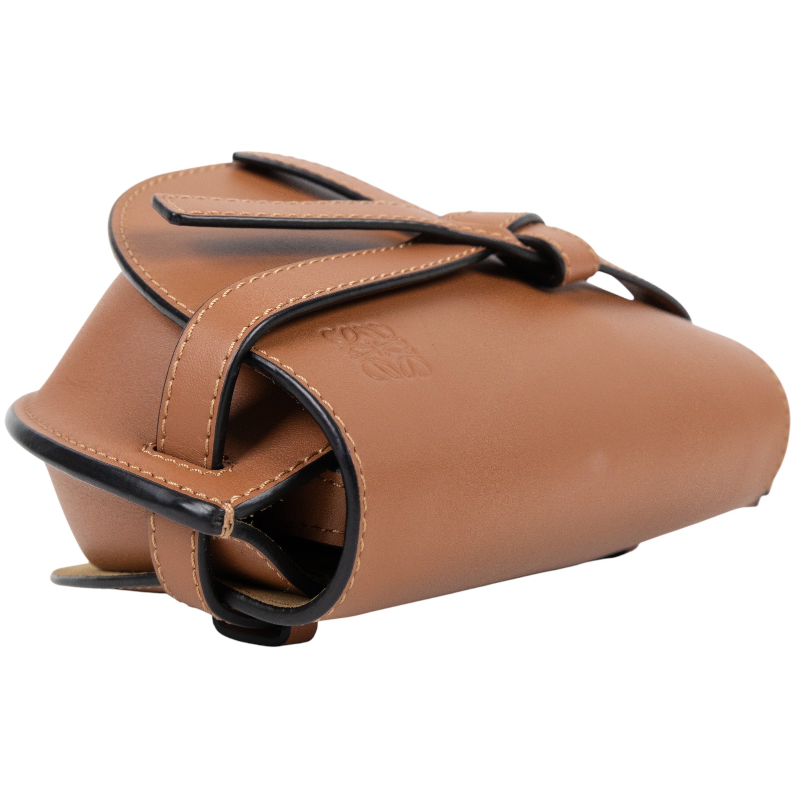 羅意威 LOEWE Mini Gate Dual bag 迷你 小牛皮 肩背包 帆布背帶 A650N46X13 棕色MINI GATE帆布背帶 防塵袋