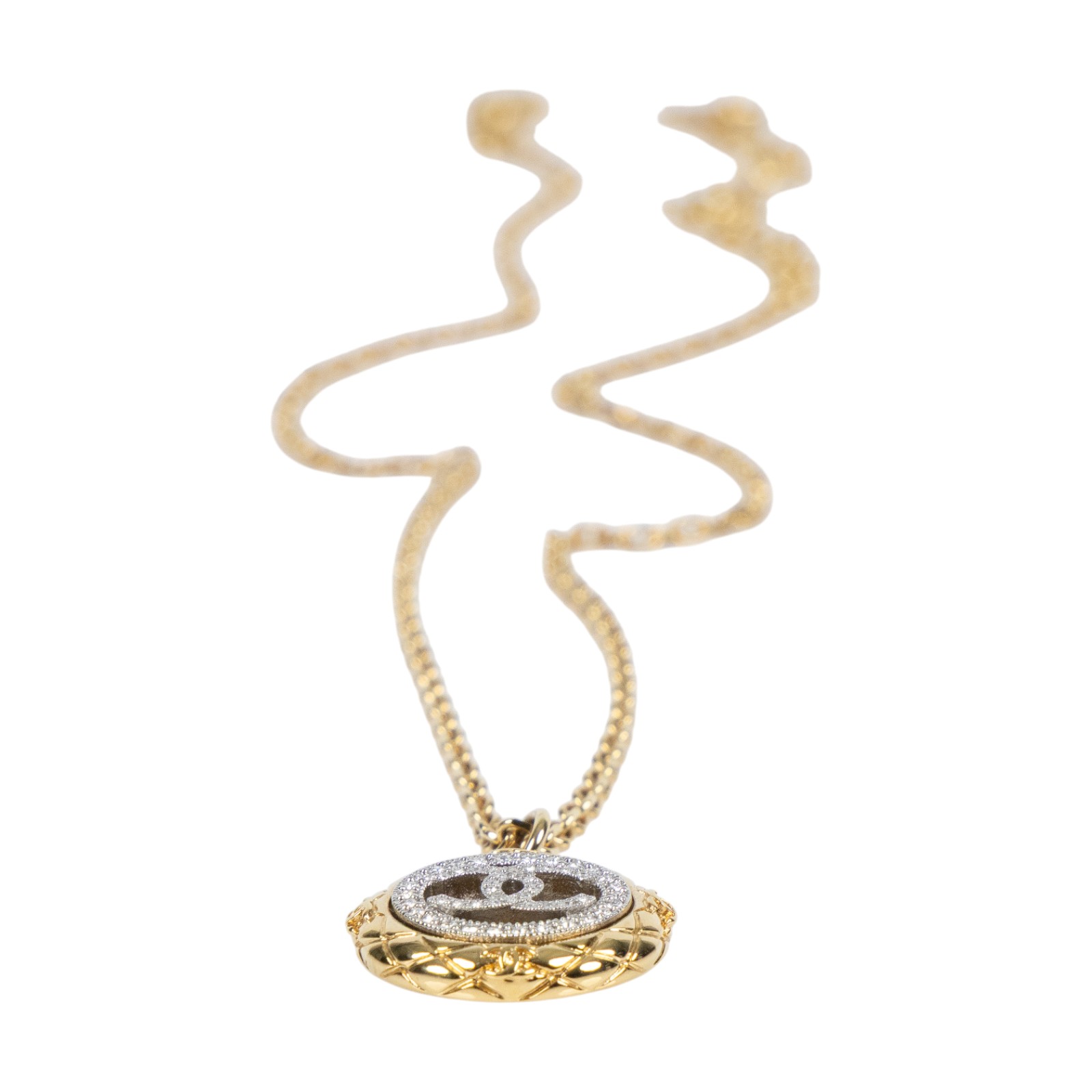 香奈兒 CHANEL CC LOGO 水鑽 項鍊 鎖骨鍊 ABF087 B19294ABF087/B25/C 金圓形水鑽項鍊 原廠盒子/防塵袋/購買證明影本