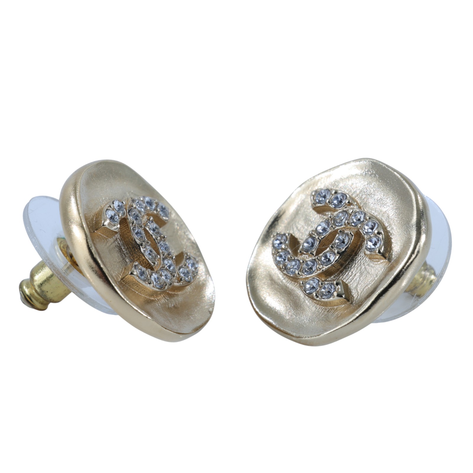 香奈兒 CHANEL CC LOGO 水鑽 項鍊 鎖骨鍊 F21K 金色雙C水鑽耳環 原廠盒子/內襯