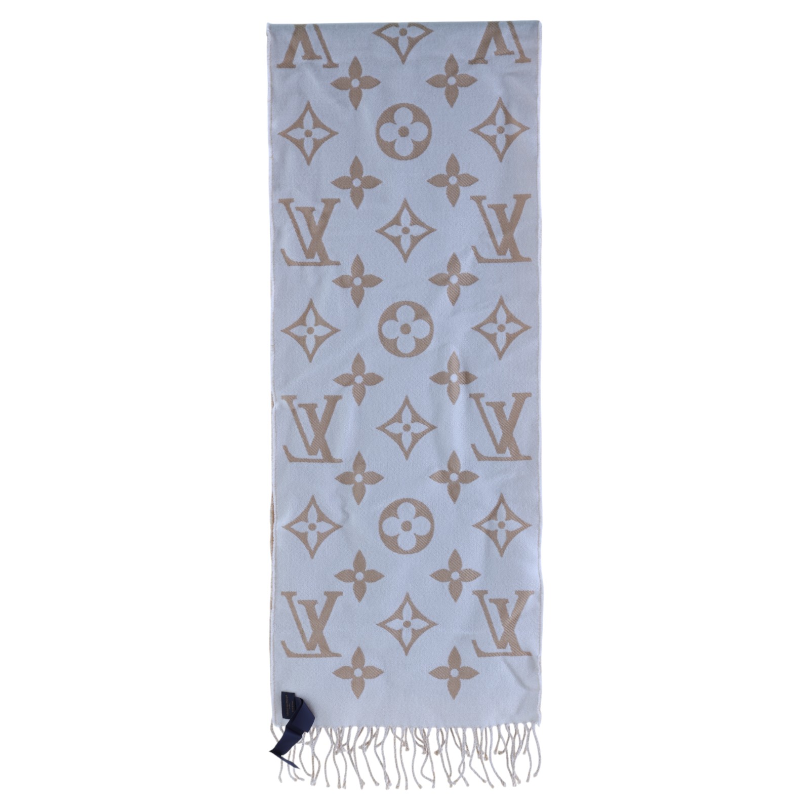 路易威登 LOUIS VUITTON LV Essential 圍巾 米色 M77728 奶茶色雙面羊毛圍巾 原廠盒子