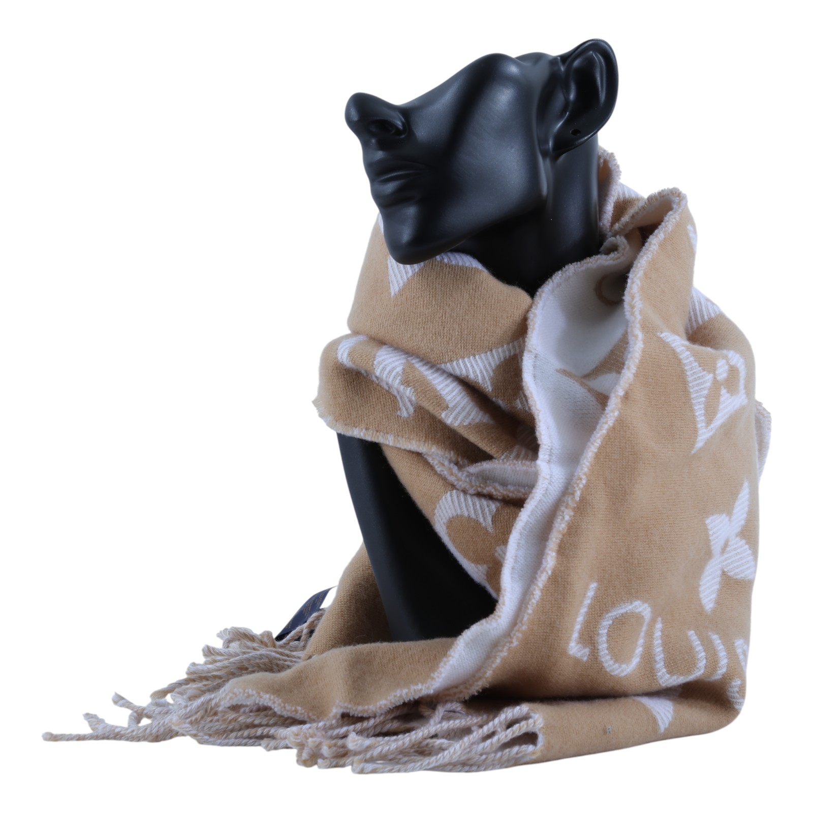 路易威登 LOUIS VUITTON LV Essential 圍巾 米色 M77728 奶茶色雙面羊毛圍巾 原廠盒子