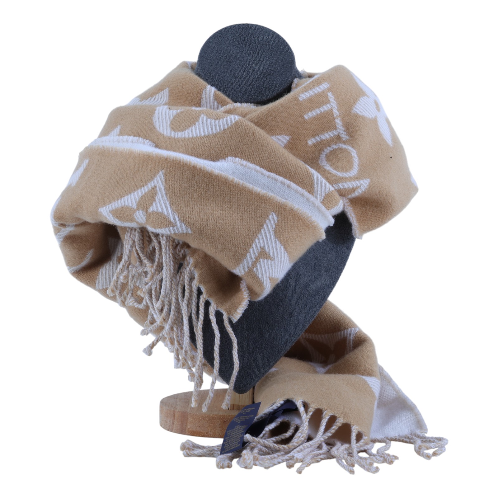 路易威登 LOUIS VUITTON LV Essential 圍巾 米色 M77728 奶茶色雙面羊毛圍巾 原廠盒子