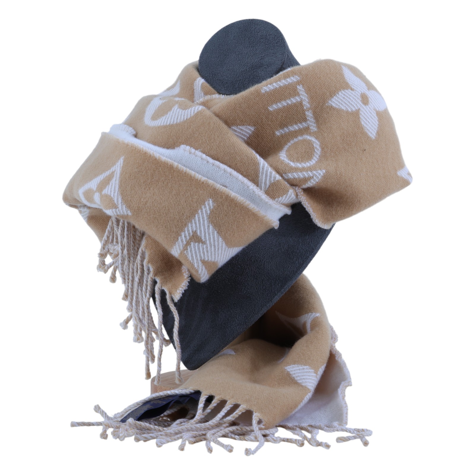 路易威登 LOUIS VUITTON LV Essential 圍巾 米色 M77728 奶茶色雙面羊毛圍巾 原廠盒子