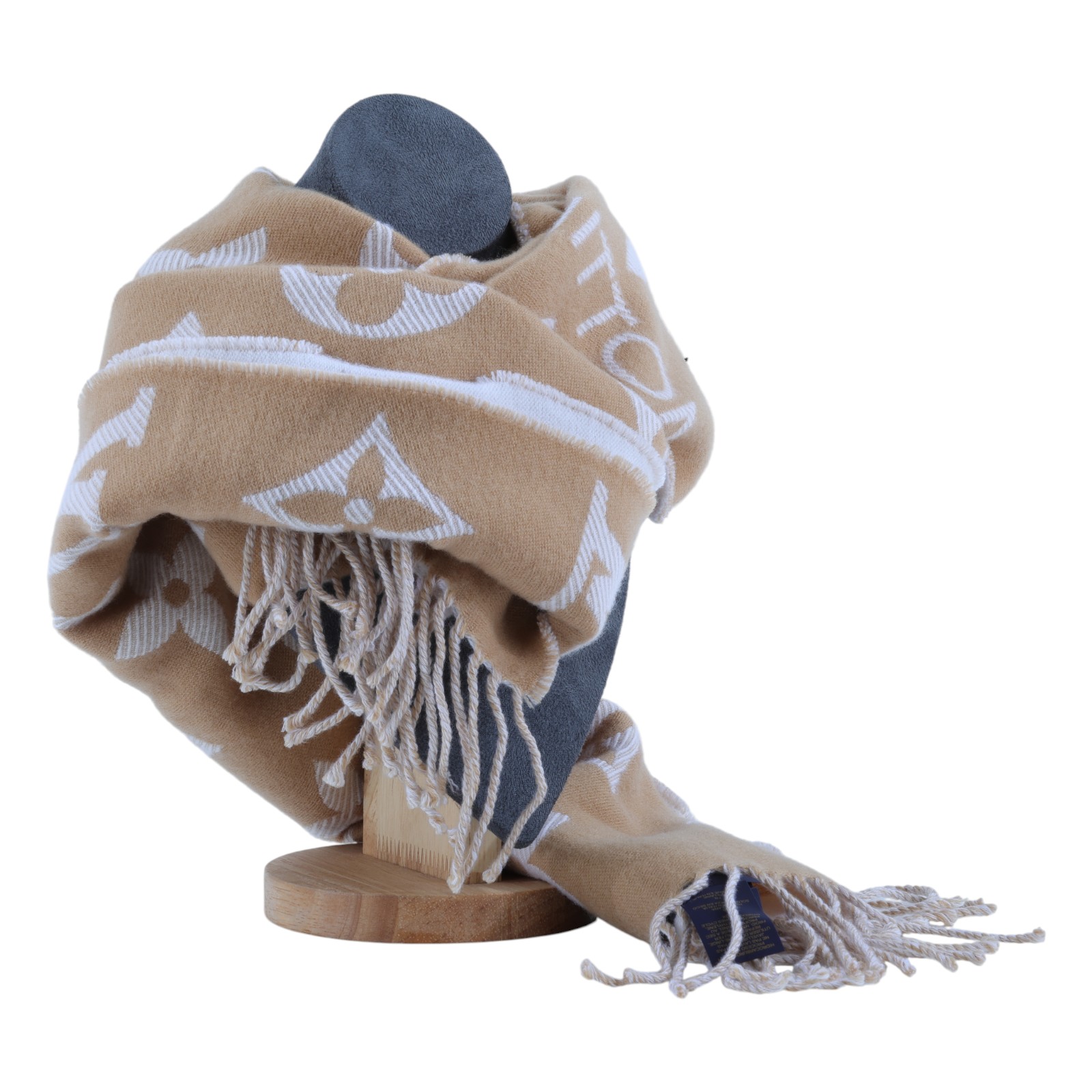 路易威登 LOUIS VUITTON LV Essential 圍巾 米色 M77728 奶茶色雙面羊毛圍巾 原廠盒子