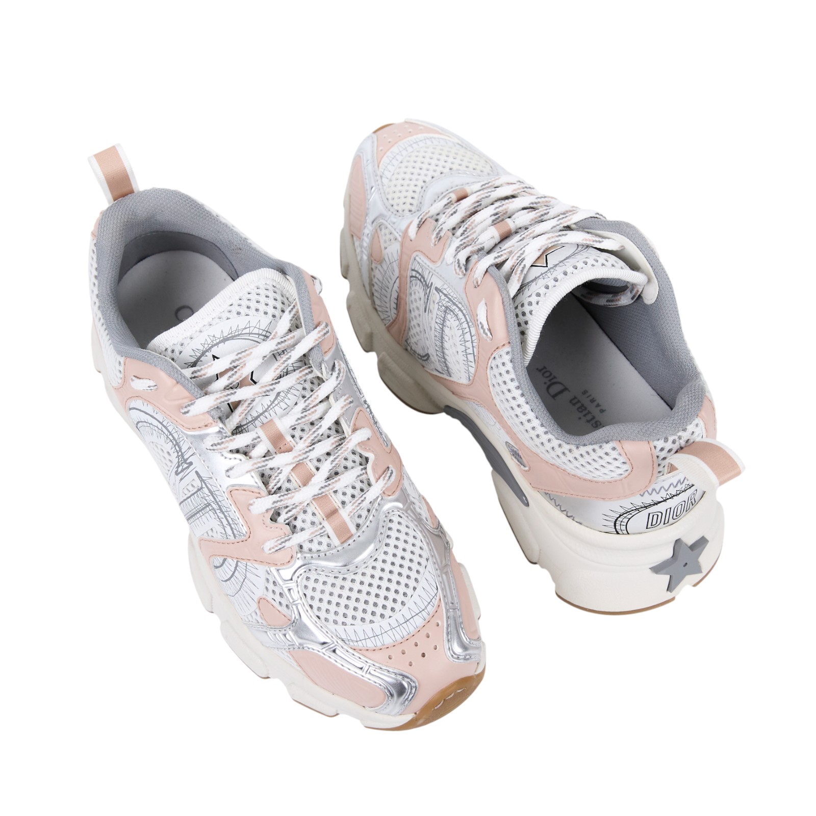 迪奧 CHRISTIAN DIOR Chrono 運動鞋 KCK414TRM_36 粉CHRONO運動鞋#36 原廠盒子/防塵袋2/替換鞋帶