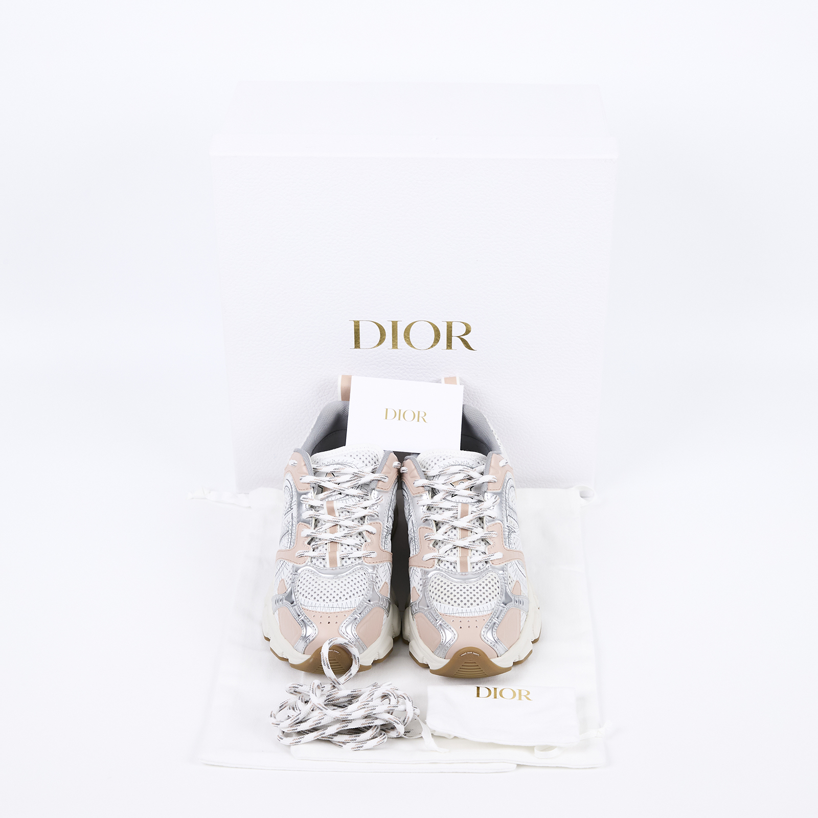 迪奧 CHRISTIAN DIOR Chrono 運動鞋 KCK414TRM_36 粉CHRONO運動鞋#36 原廠盒子/防塵袋2/替換鞋帶